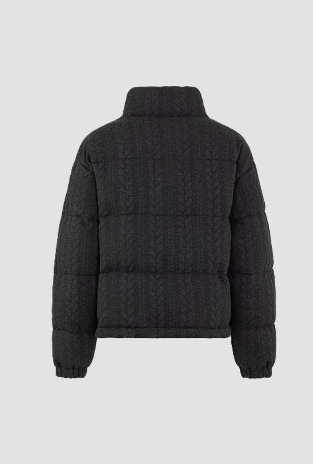 Strickbomber mit Logo Frau grau