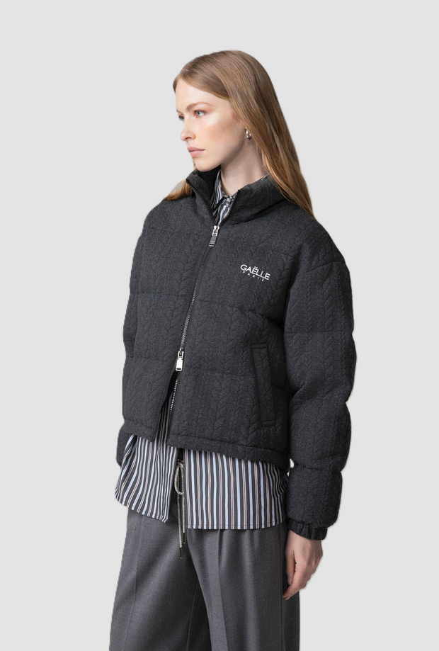 Strickbomber mit Logo Frau grau