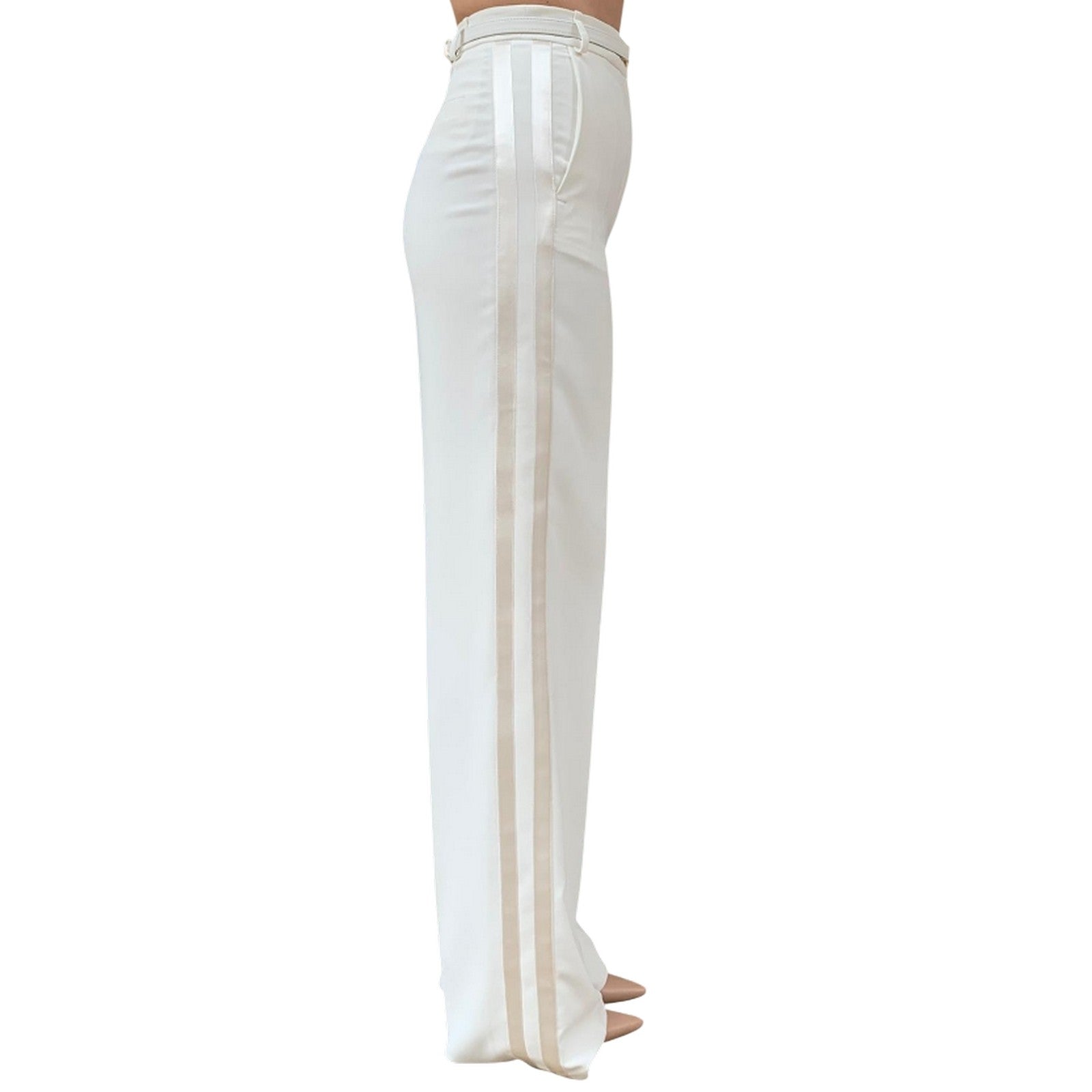 Women's trousers Elisabetta Franchi - trousers with belt - ivory