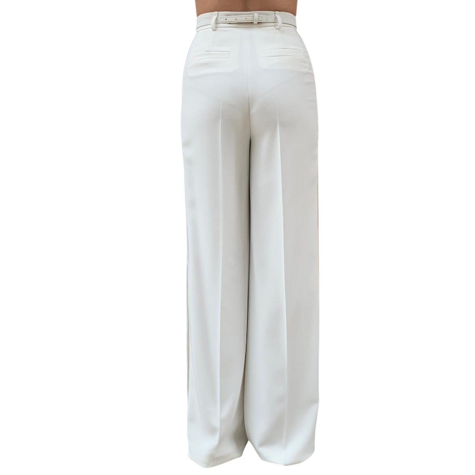Women's trousers Elisabetta Franchi - trousers with belt - ivory