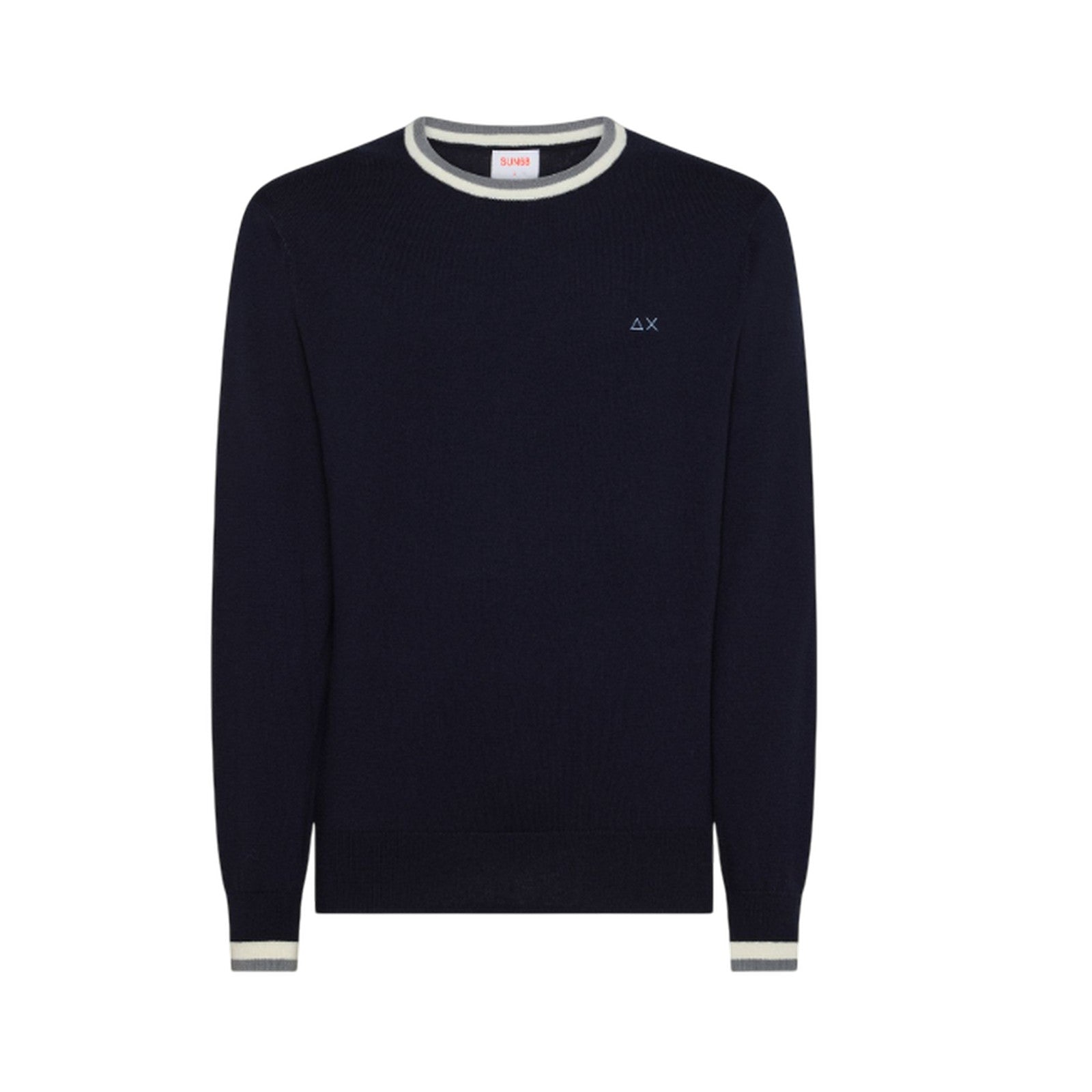 hoodie man Sun68 - sweater stripes on cuff l/s - blue