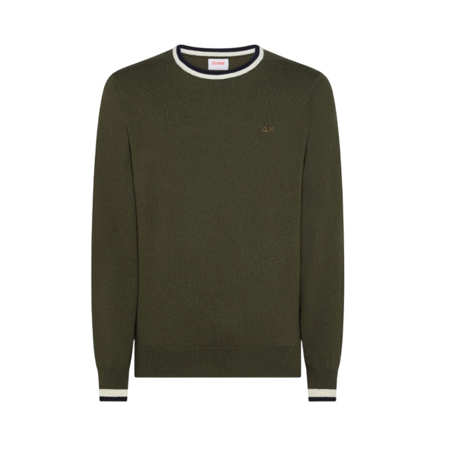 Hoodie Mann Sun68 - Pullover Streifen auf Manschette l/s - Militärgrün