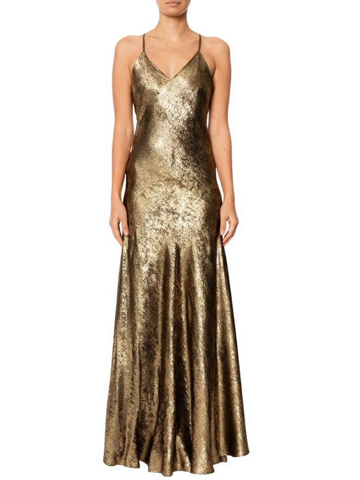 vestiti casual donna rue•8isquit - slipdress metal - oro