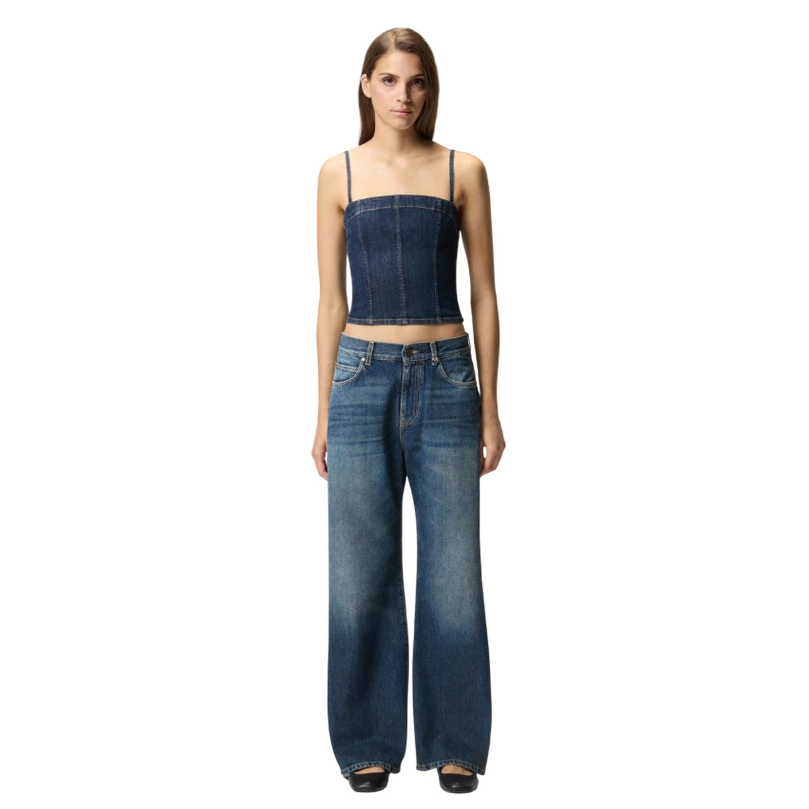 jeans femme Pinko - wanda large jambe soft ocean - denim