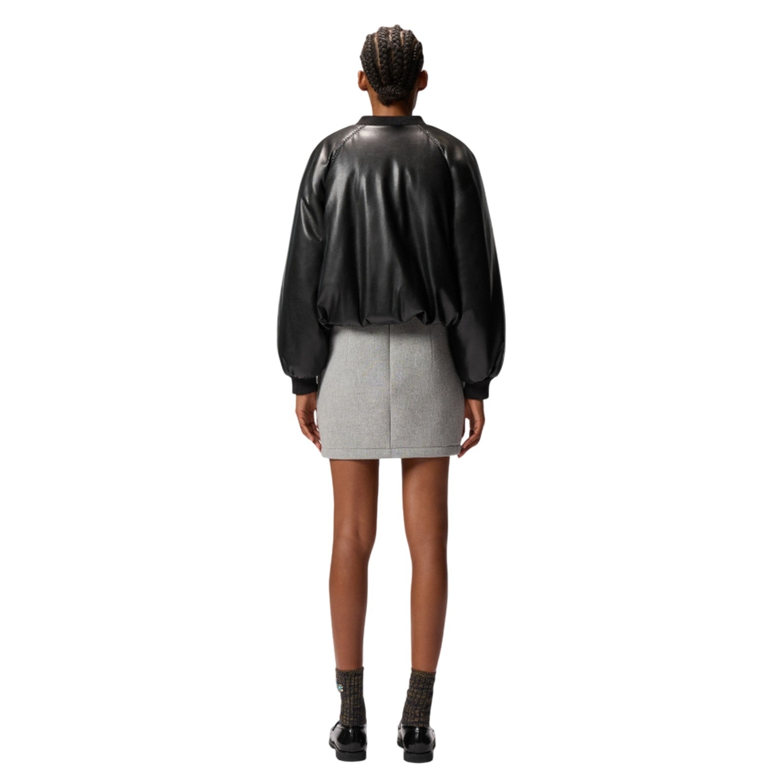 piumini donna pinko - brodo bomber similpelle soft - nero