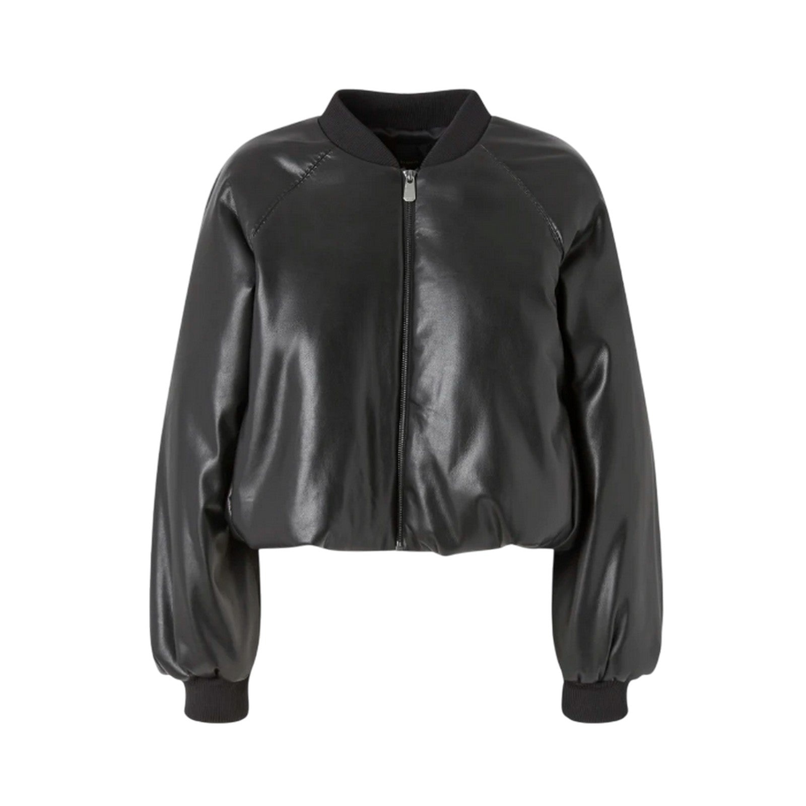 piumini donna pinko - brodo bomber similpelle soft - nero