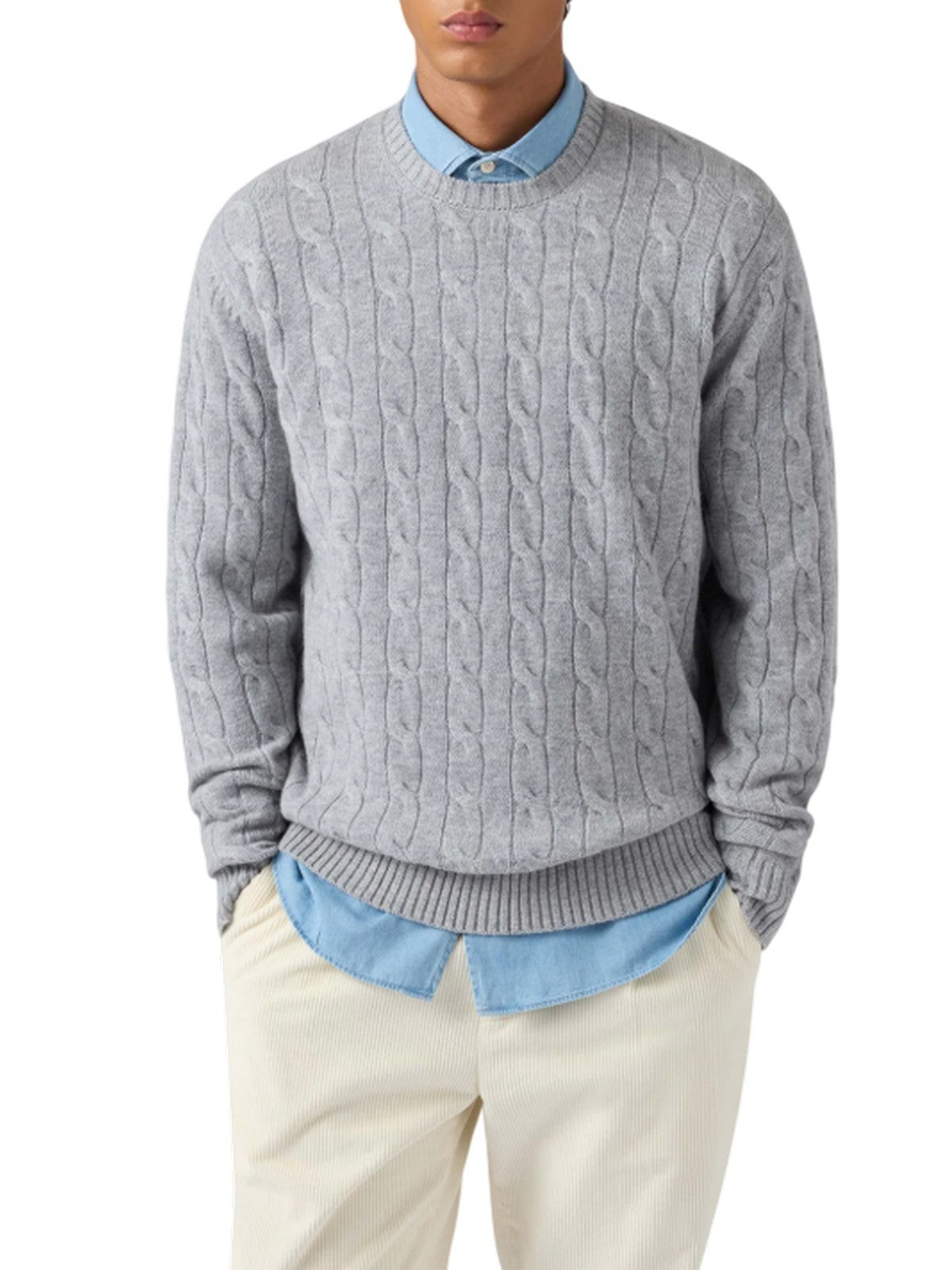 Men's sweaters mc2 saint barth - regent braid wool 15ml light melange - grey