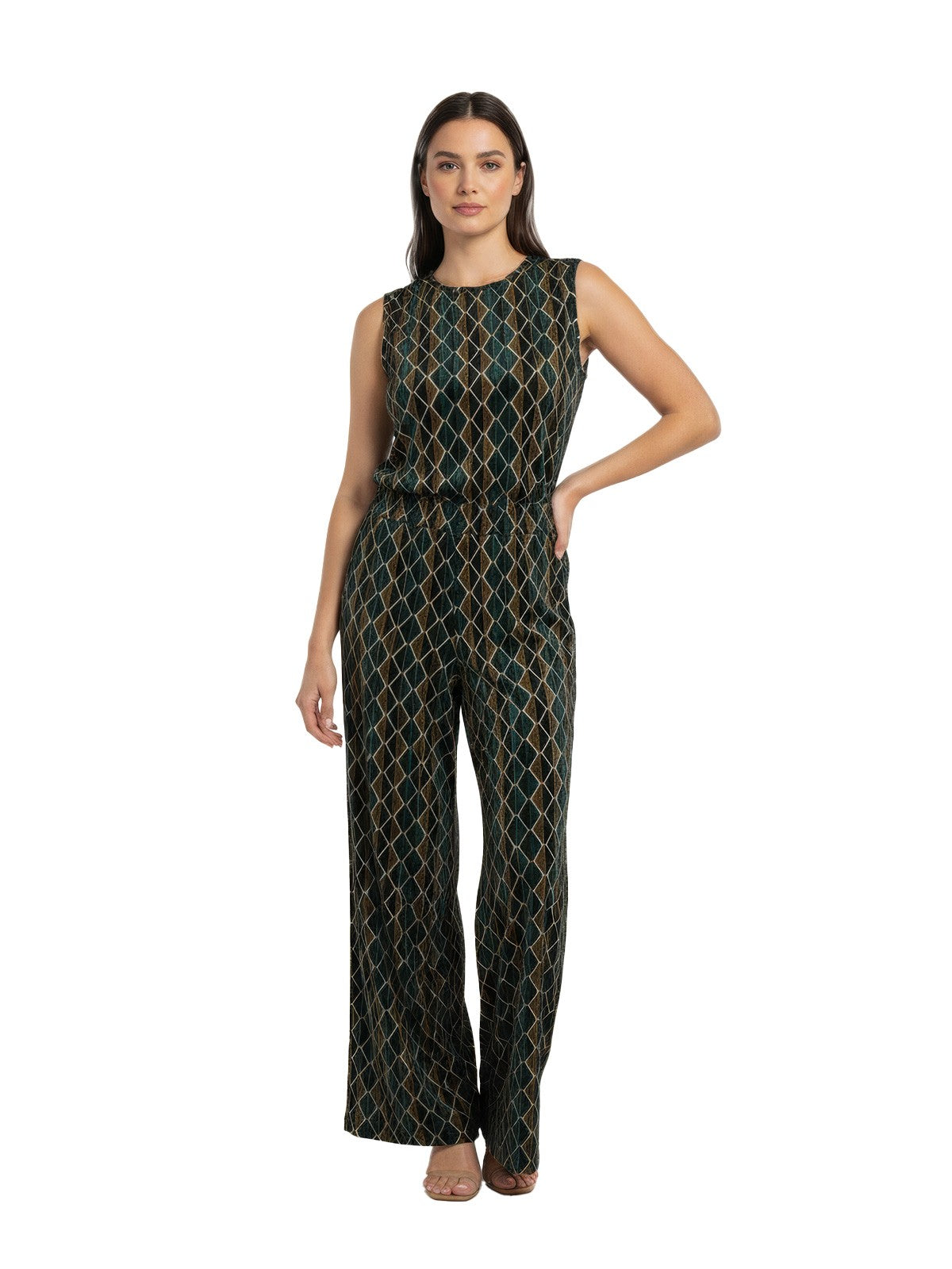Frauenhose 1one - raffinierte Samt geometrischen Palasthose - multicolor