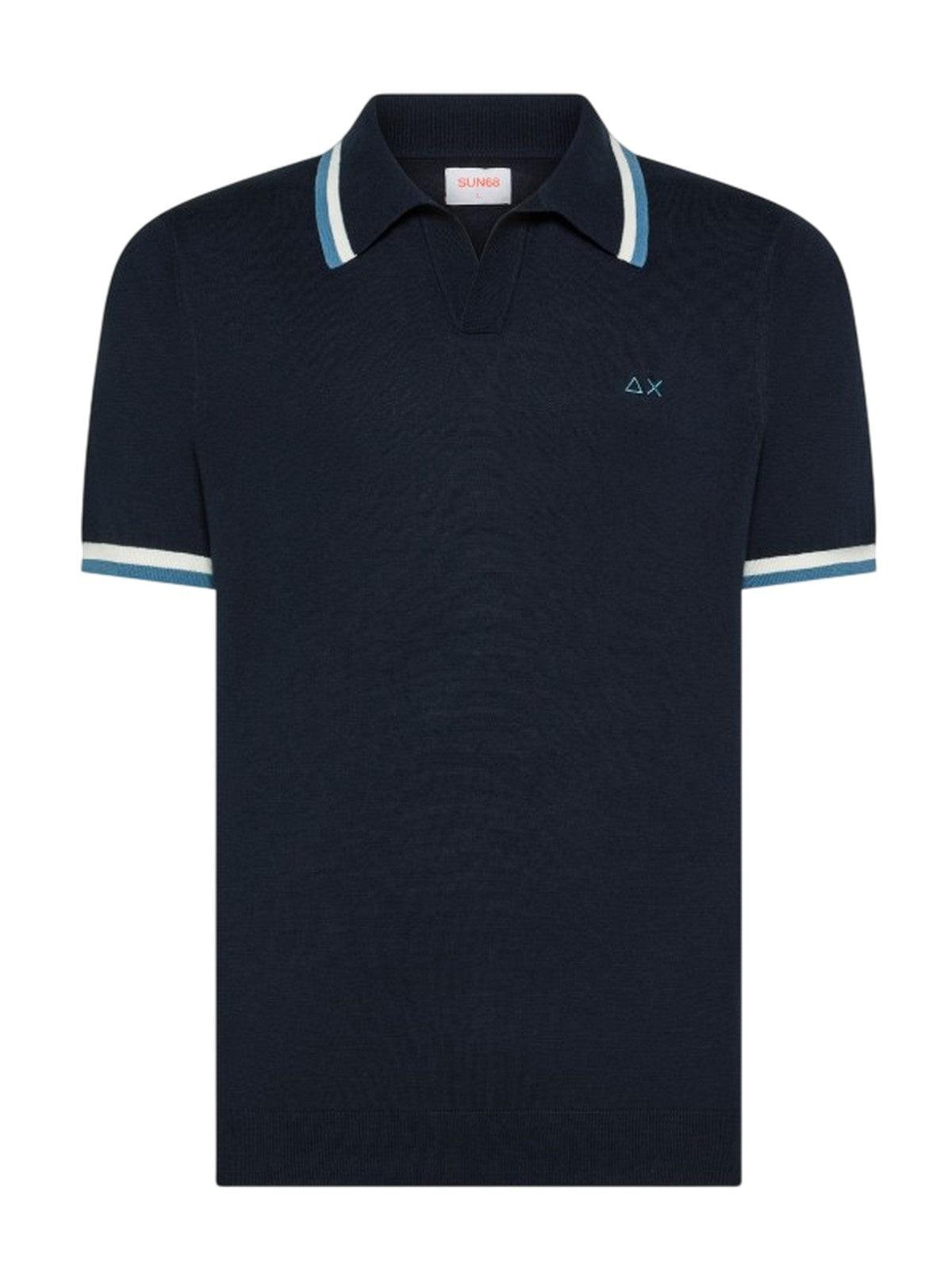 polo uomo sun68 - polo sweater stripes details s/s - blu