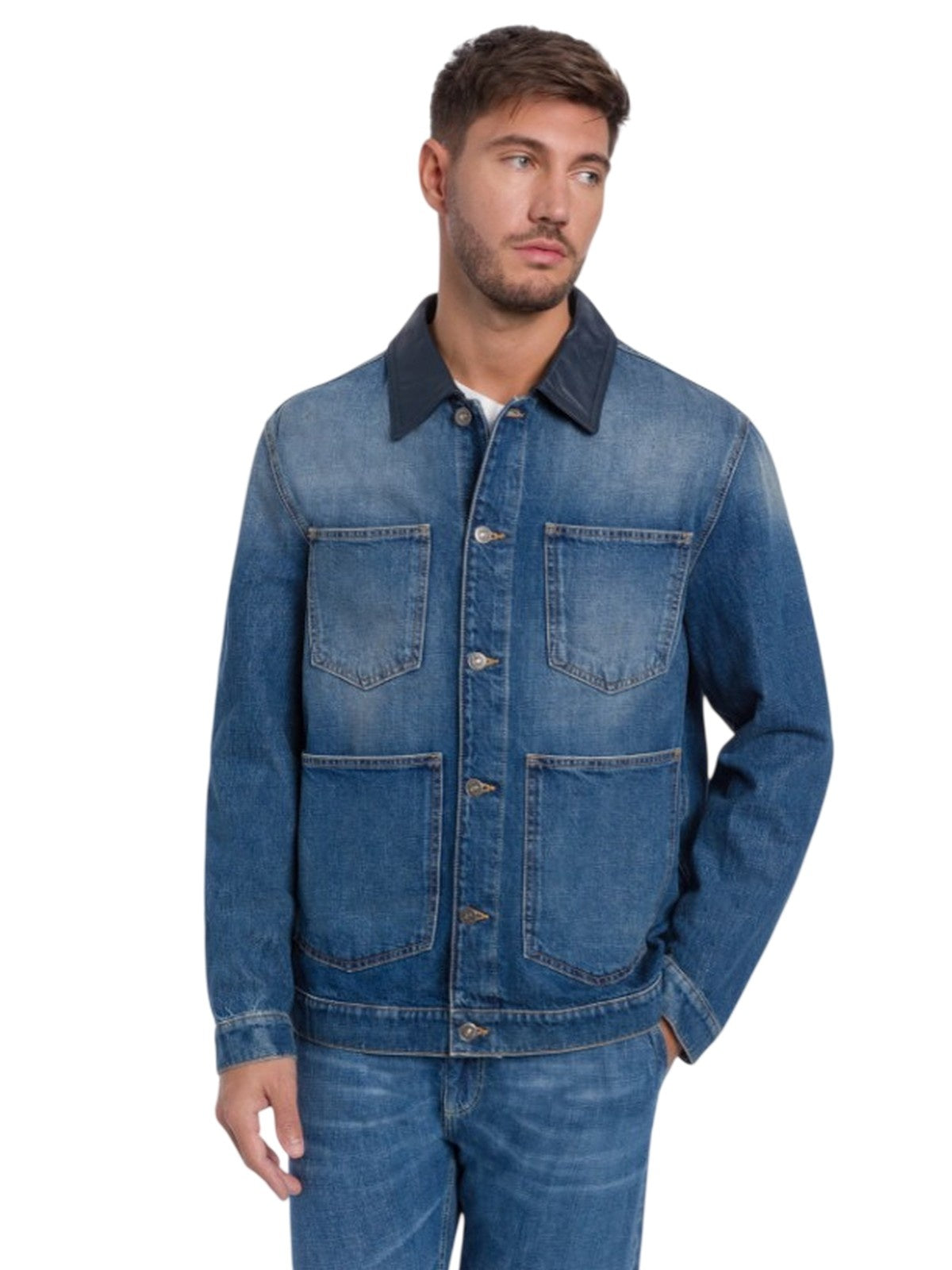 vestes homme Dondup - veste régulière en dernim sel dernim fixe 13 oz - bleu