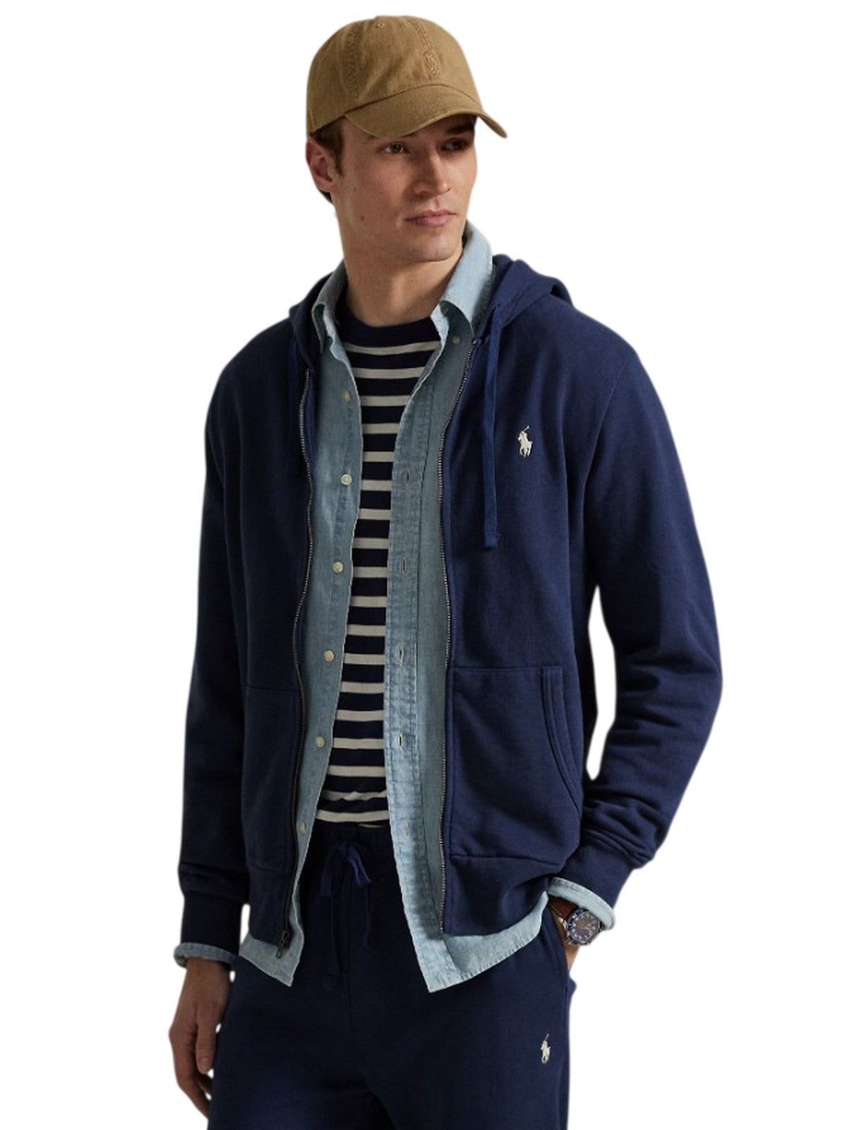 hoodie man Ralph Lauren - lsfzhoodm4 long sleeve sweatshirt - blue