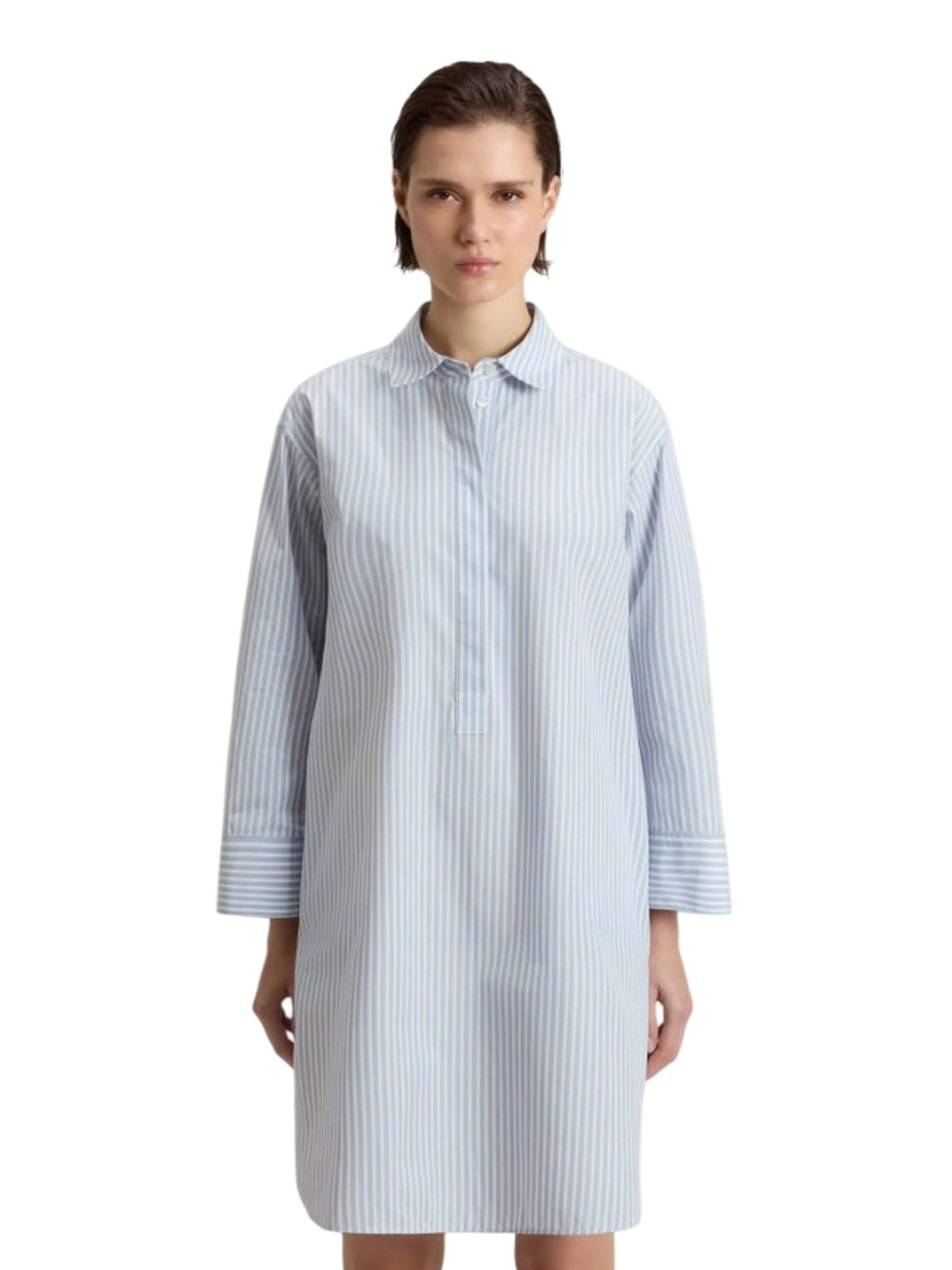 Vêtements pour femmes occasionnels Woolrich - robe sérafino de pope rayée rayures bleu blanc - bleu