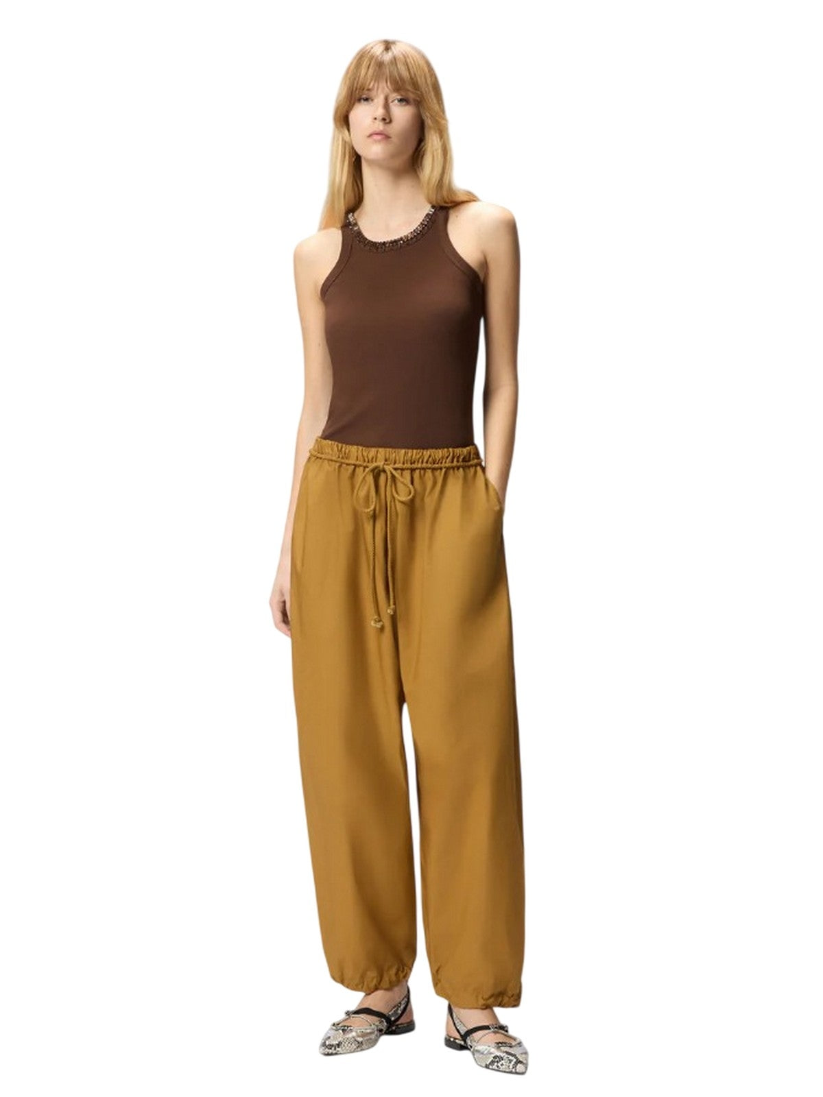 Vrouwenbroek Pinko - ogliastra pantalone popeline - brons