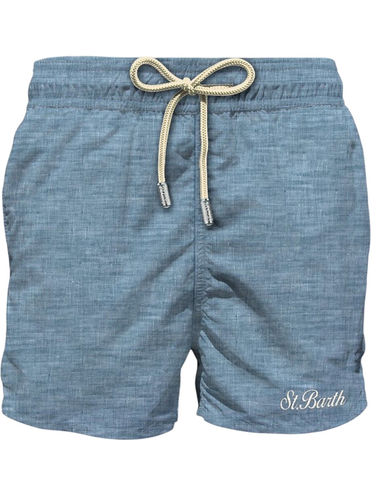pantaloncini e calzoncini uomo mc2 saint barth - syros texture linen 33 - azzurro