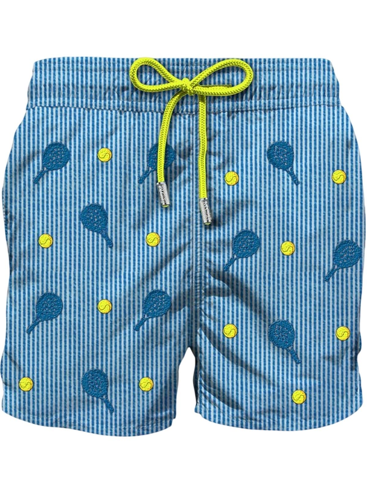 hombre corto y corto mc2 santo barth - gustavia bordado seersucker padel rayas s 17 - turquesa