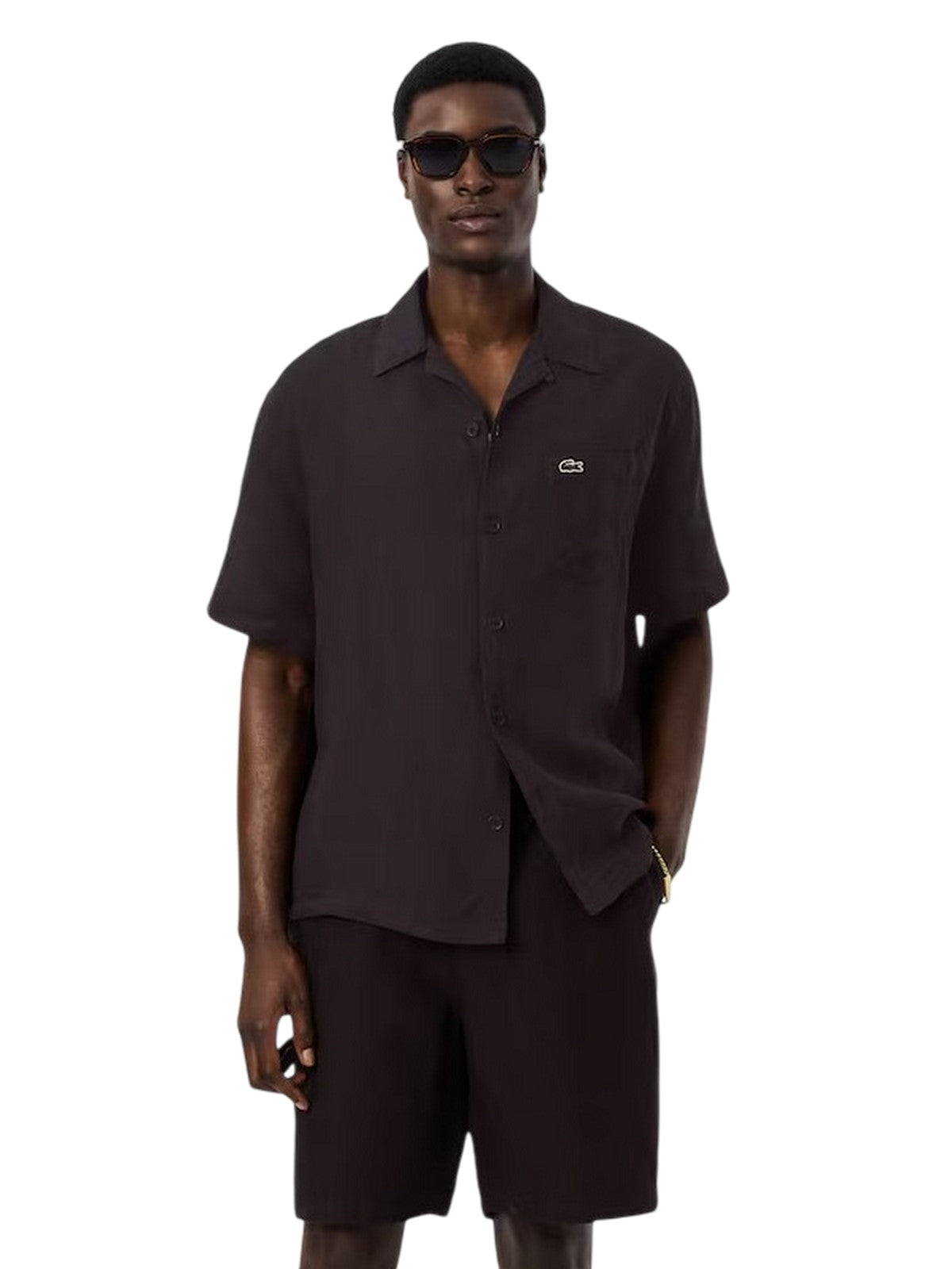 chemises décontractées homme Lacoste - chemise à manches courtes - marron