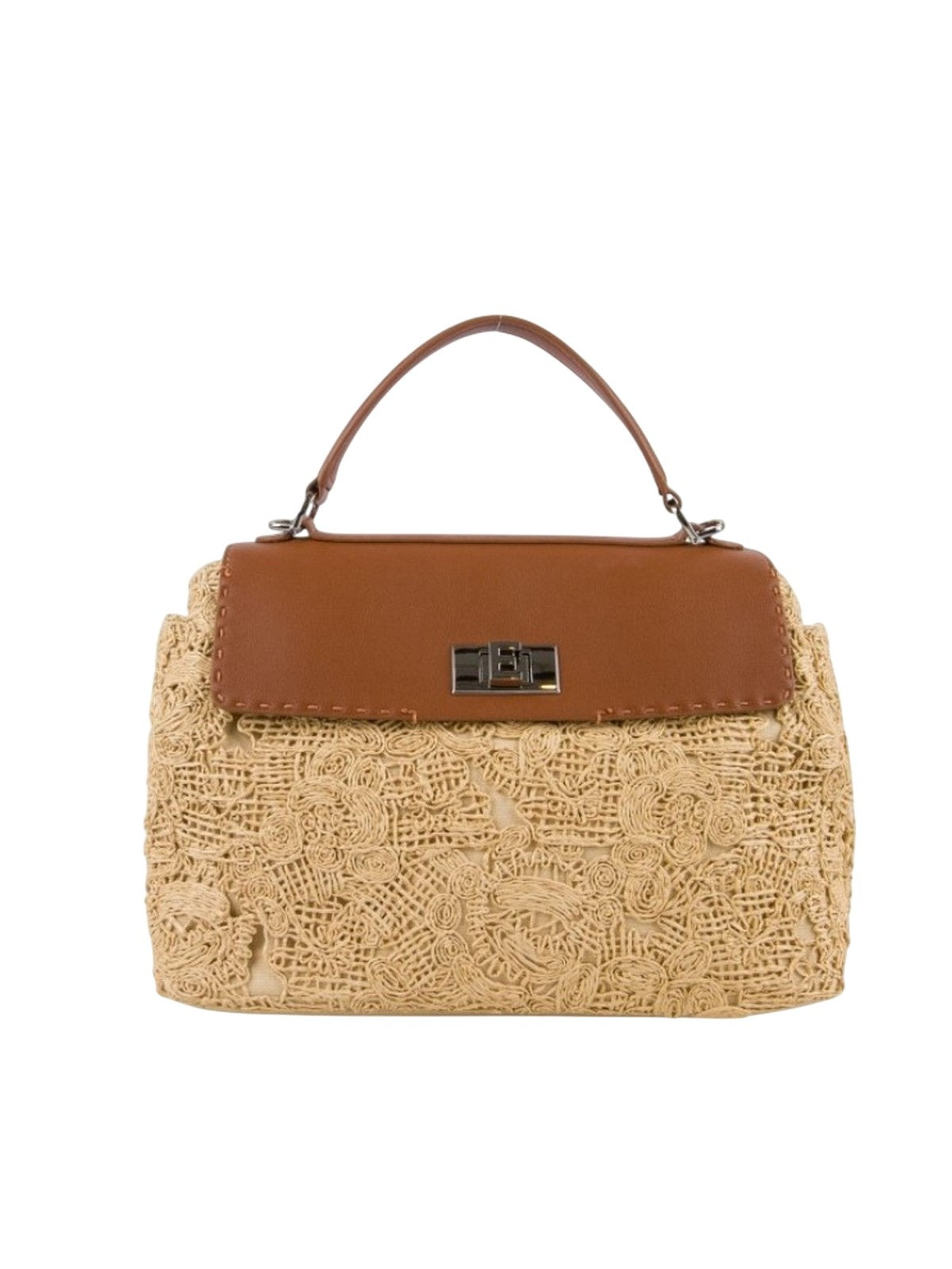 borse a spalla donna ermanno scervino - small flap bag ada straw - beige