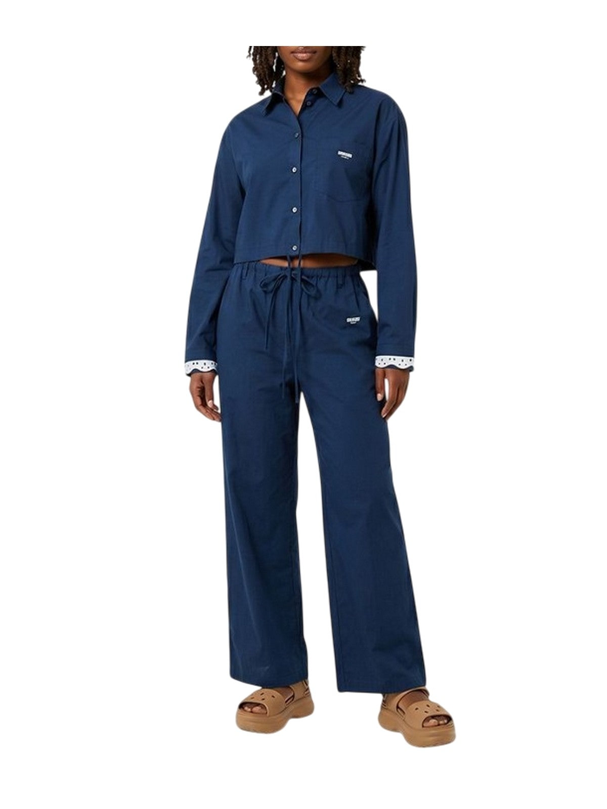 camicie donna moschino jeans - camicia popeline - blu