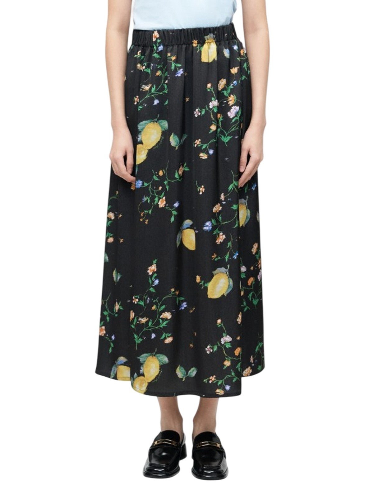 Mujeres faldas casuales Moschino Jeans - falda de satinado ramage - negro