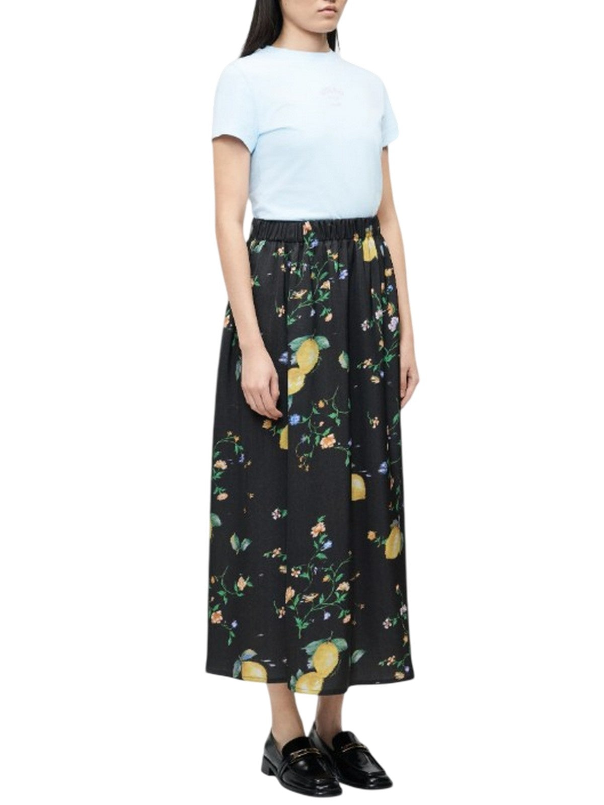 Mujeres faldas casuales Moschino Jeans - falda de satinado ramage - negro