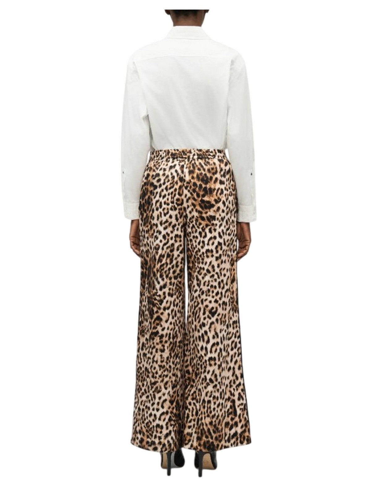 pantaloni donna moschino jeans - pantalone raso cotone tampa leopardo - marrone