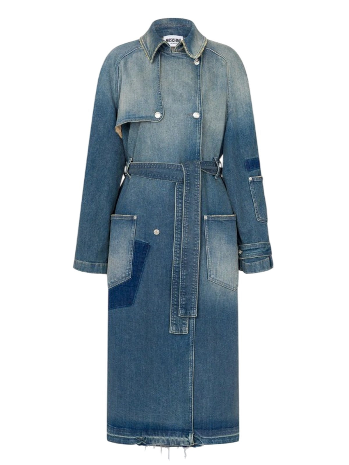 giacche donna moschino jeans - capospalla lungo denim comfort 10.91 oz - blu
