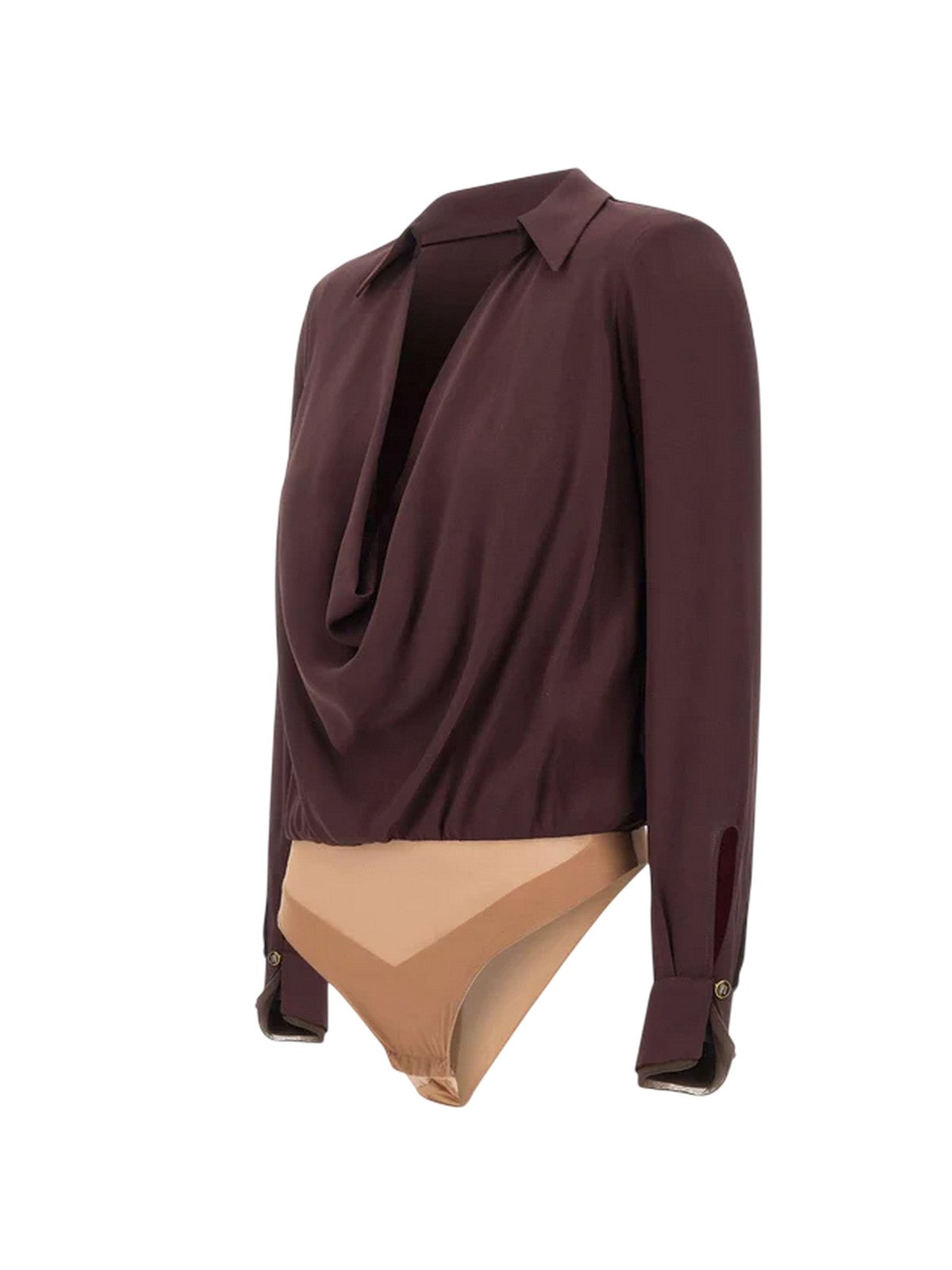 bluse e camicie donna elisabetta franchi - camicia a body - marrone
