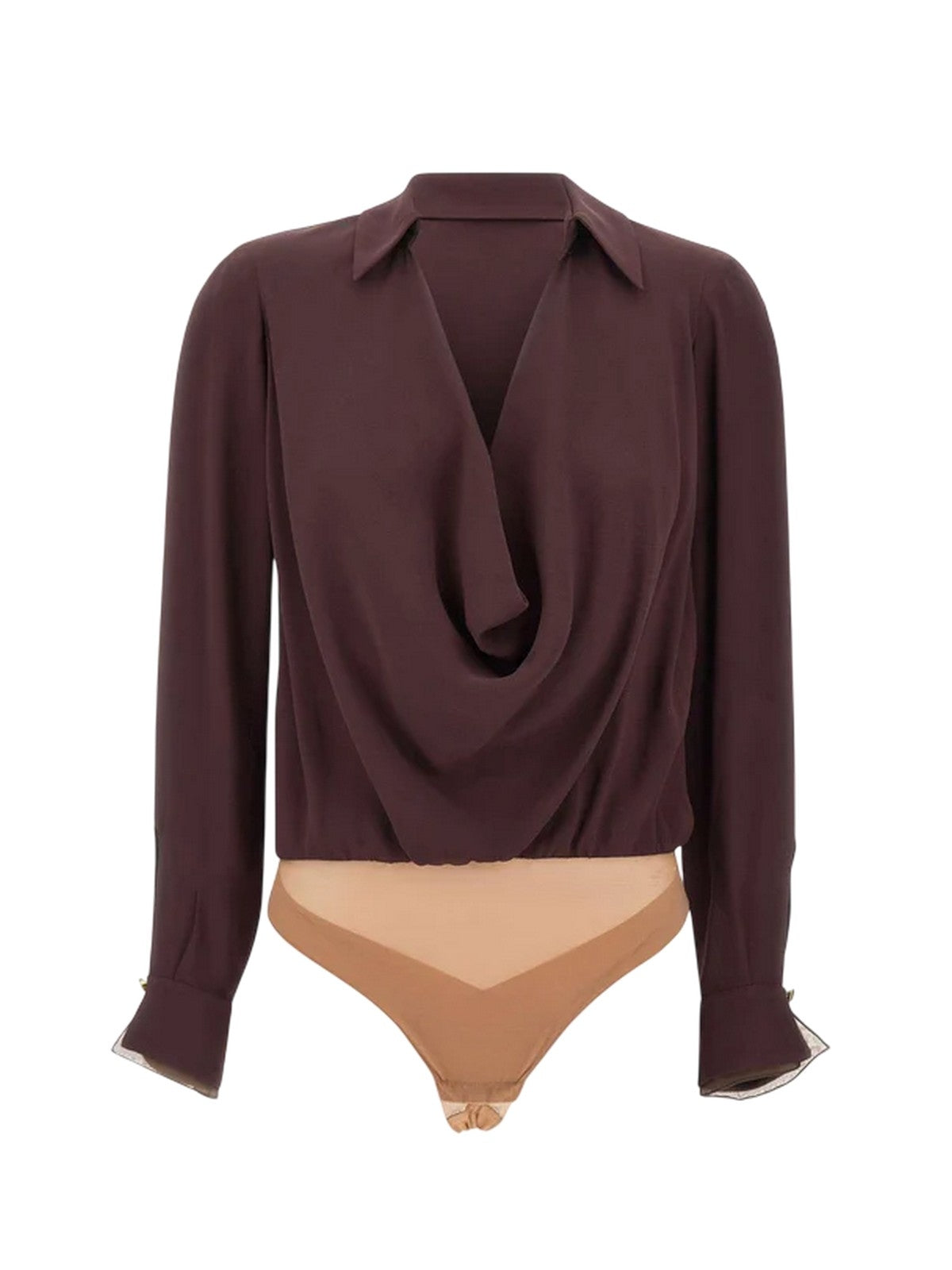 bluse e camicie donna elisabetta franchi - camicia a body - marrone