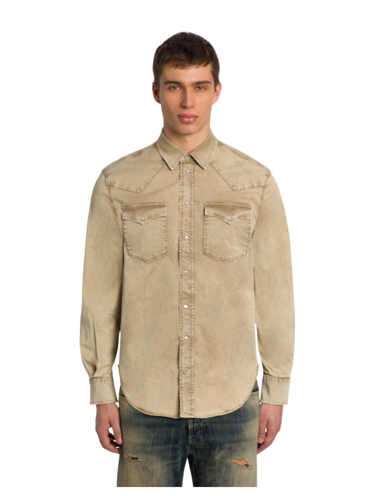 casual shirts man Dondup - regelmatig gabardine shirt - beige