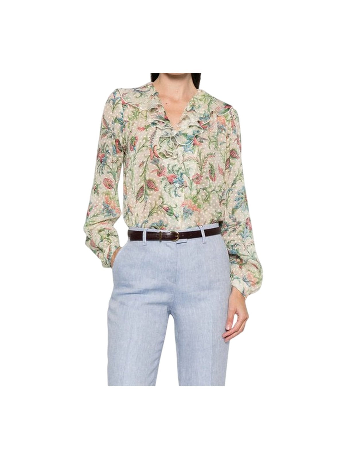 bluse e camicie donna etro - women's flared shirt with ruffled collar - multicolore