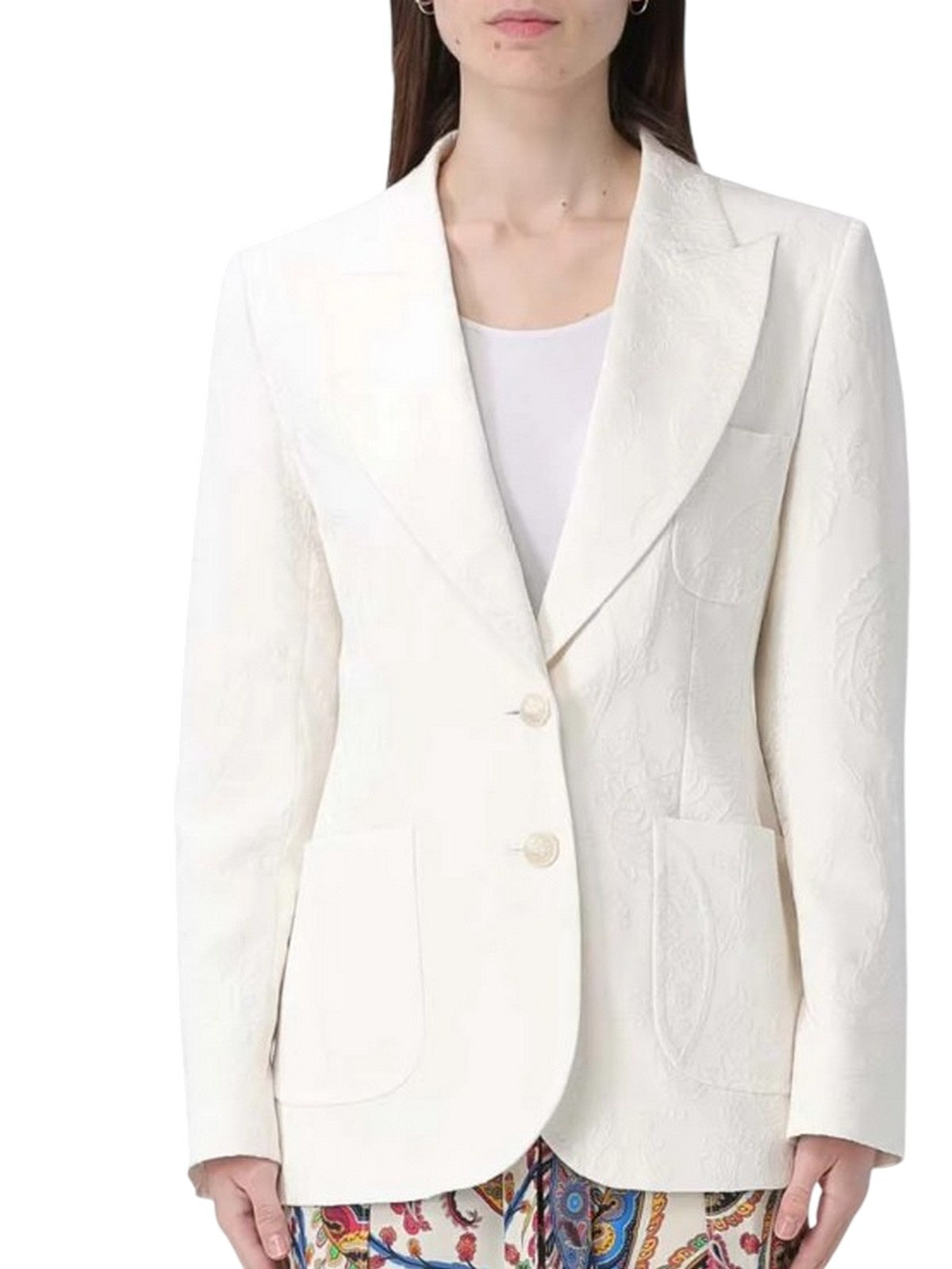 giacche donna etro - women's fitted jacket with peak lapel - bianco