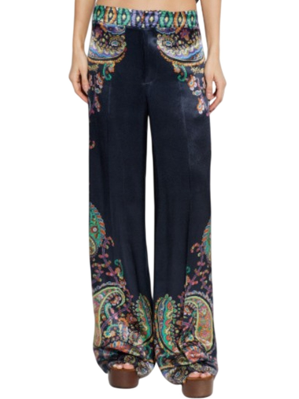 pantaloni donna etro - women's full length wide leg trousers - multicolore