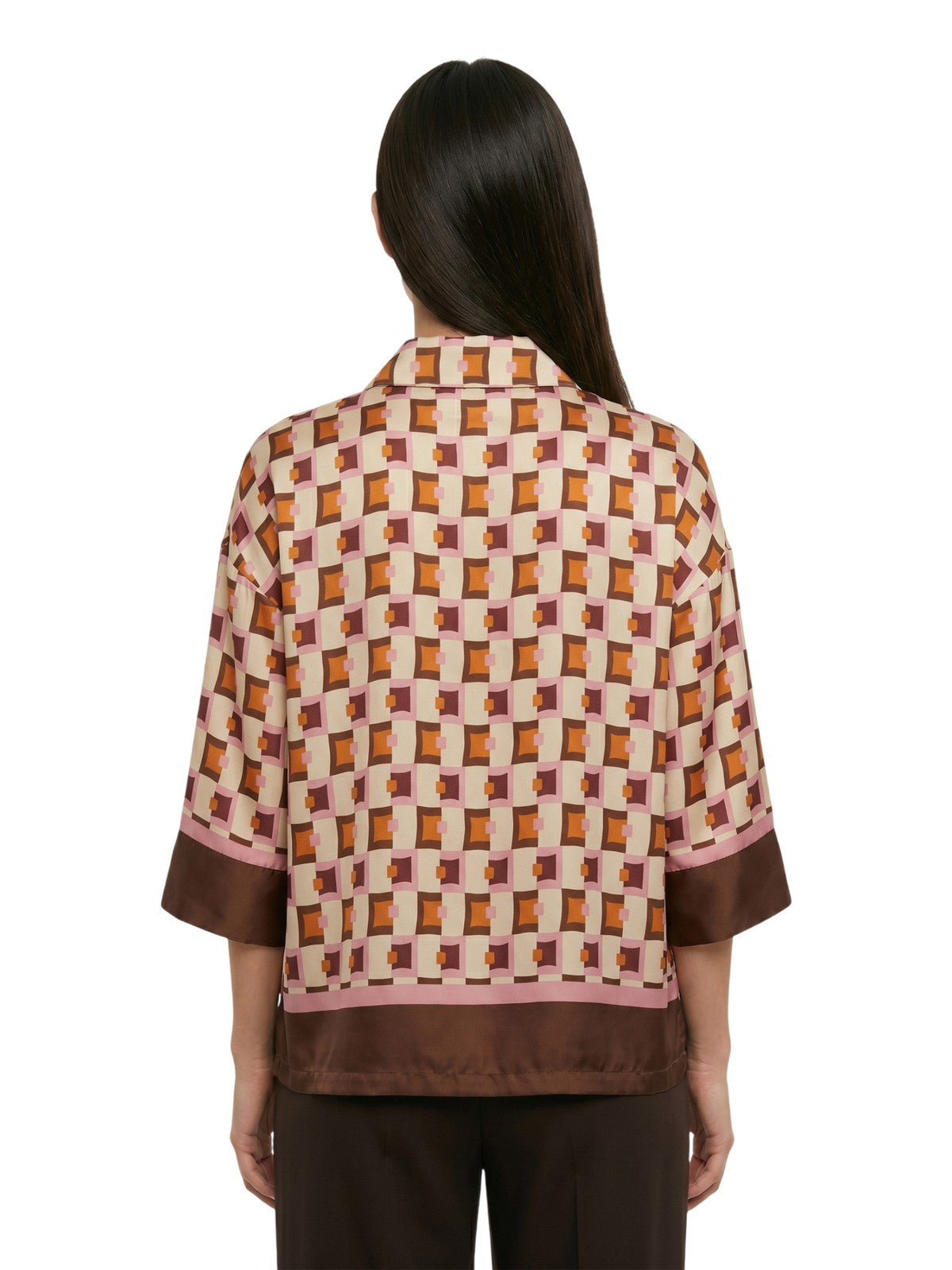 camisas de mujeres Kartika - camisa en pt satinado. quadretto - marrón