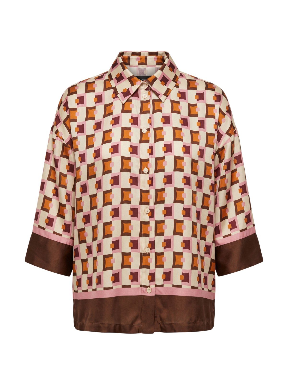 camisas de mujeres Kartika - camisa en pt satinado. quadretto - marrón