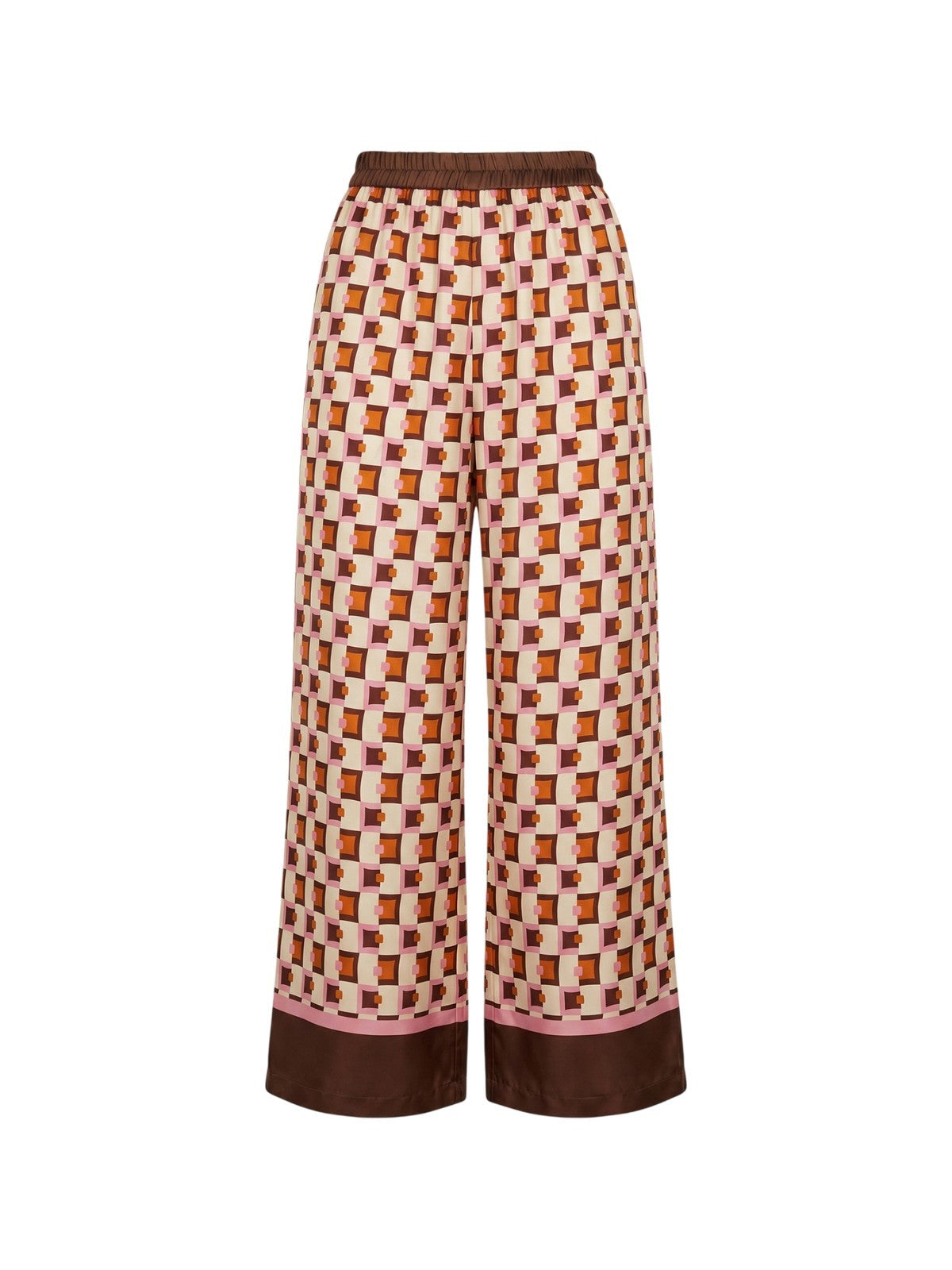 pantaloni donna kartika - pantalone in raso st.quadretto - marrone