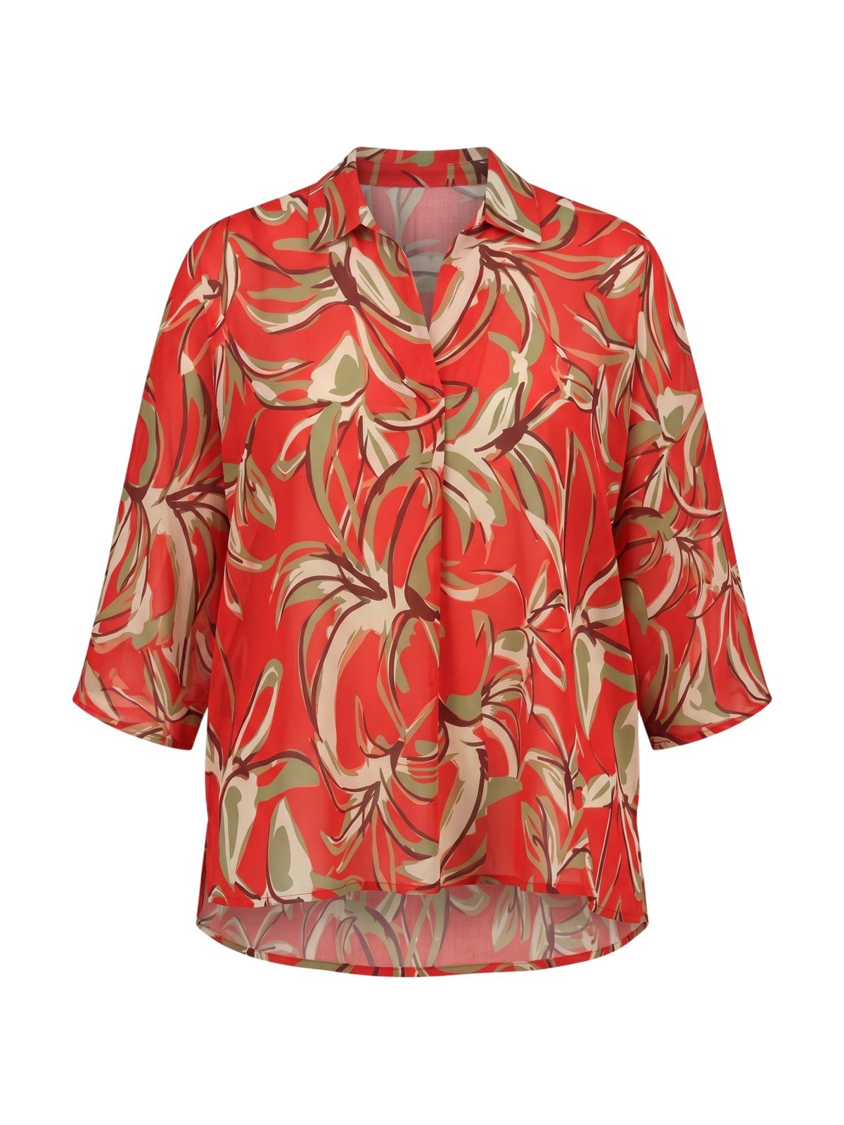 bluse donna maria bellentani - blusa m 3/4 con scollo a polo - corallo