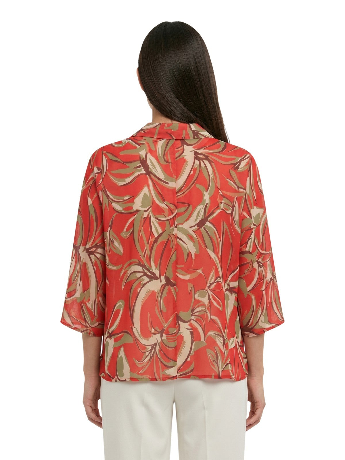 bluse donna maria bellentani - blusa m 3/4 con scollo a polo - corallo