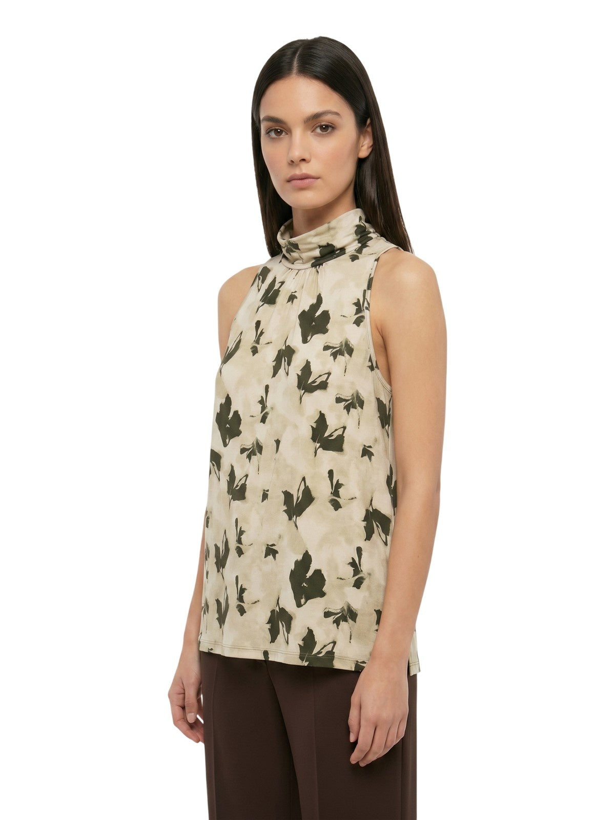 canotte e top donna maria bellentani - halter top in jersey - beige