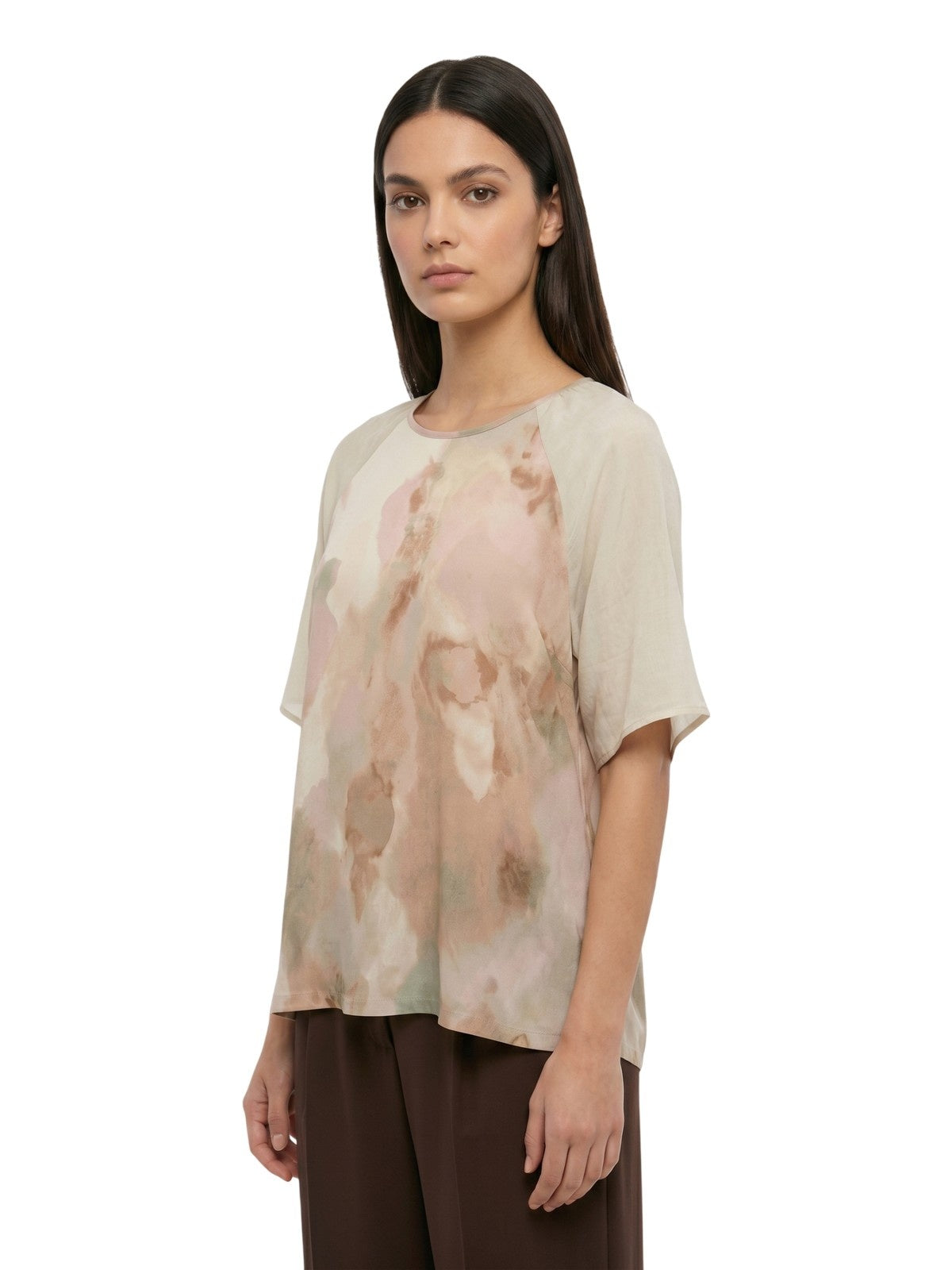 kano's en top vrouw Maria Bellentani - bovenste m/c met contrasterende mouwen - beige