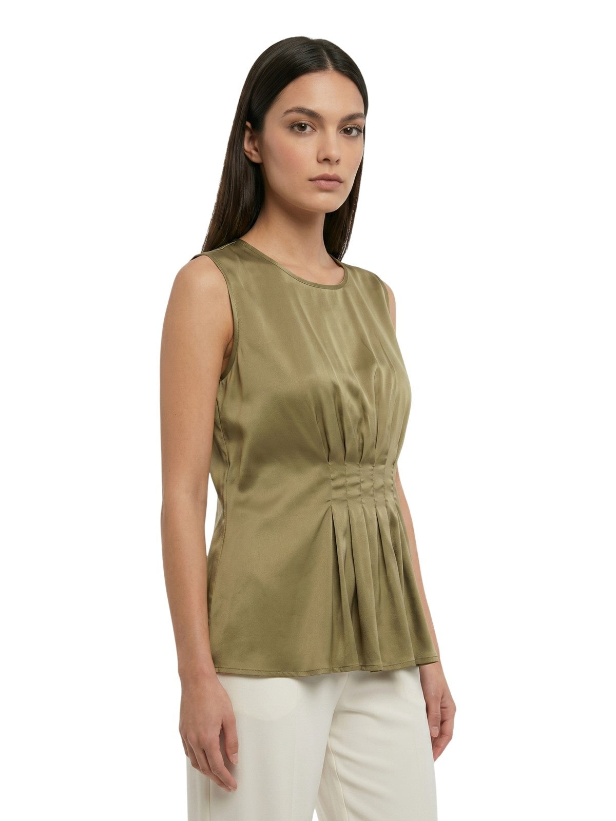canoas y mujer superior Maria Bellentani - canotta con rizos - verde