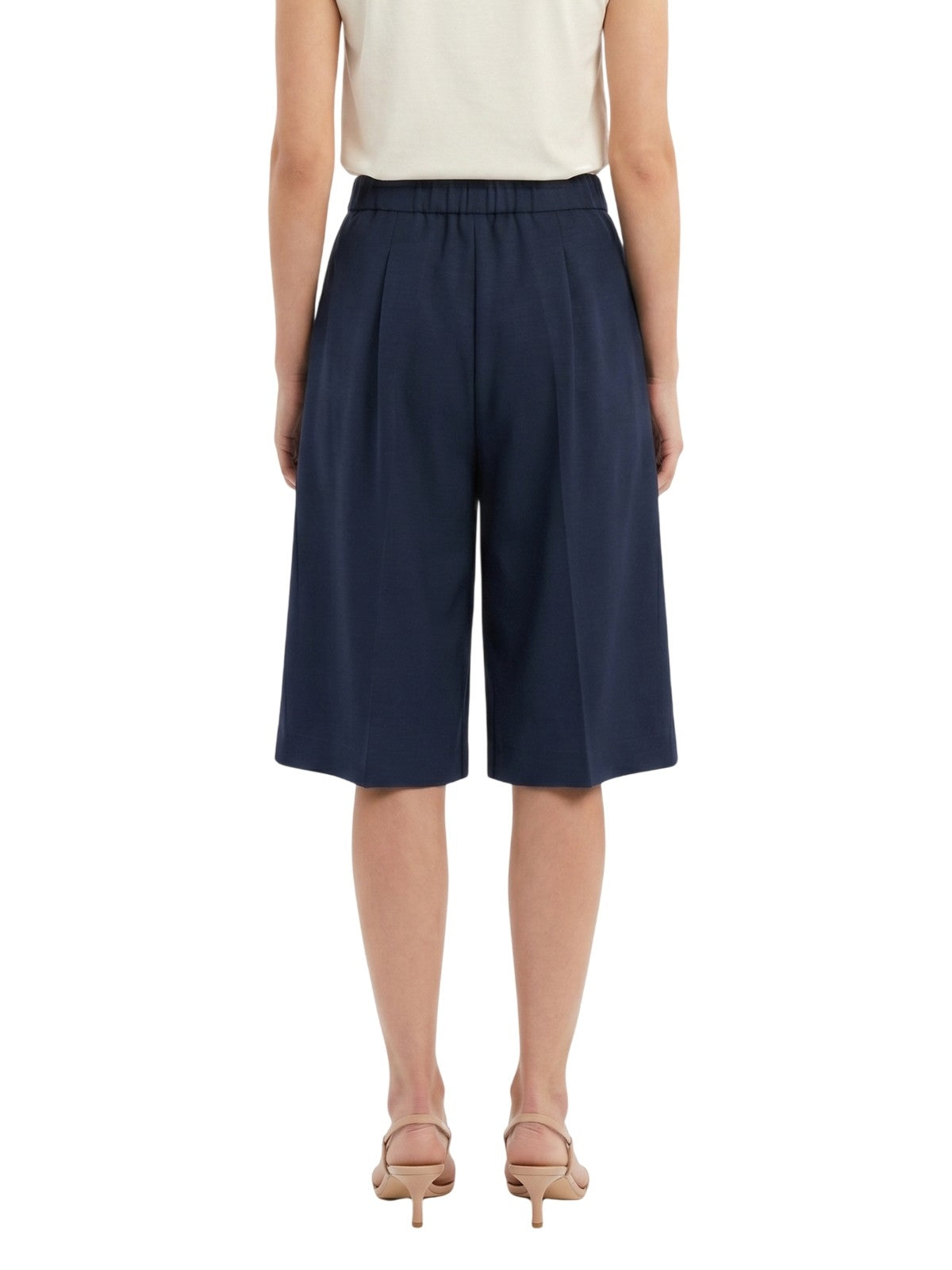 pantaloncini donna maria bellentani - bermuda con zip e piega - blu
