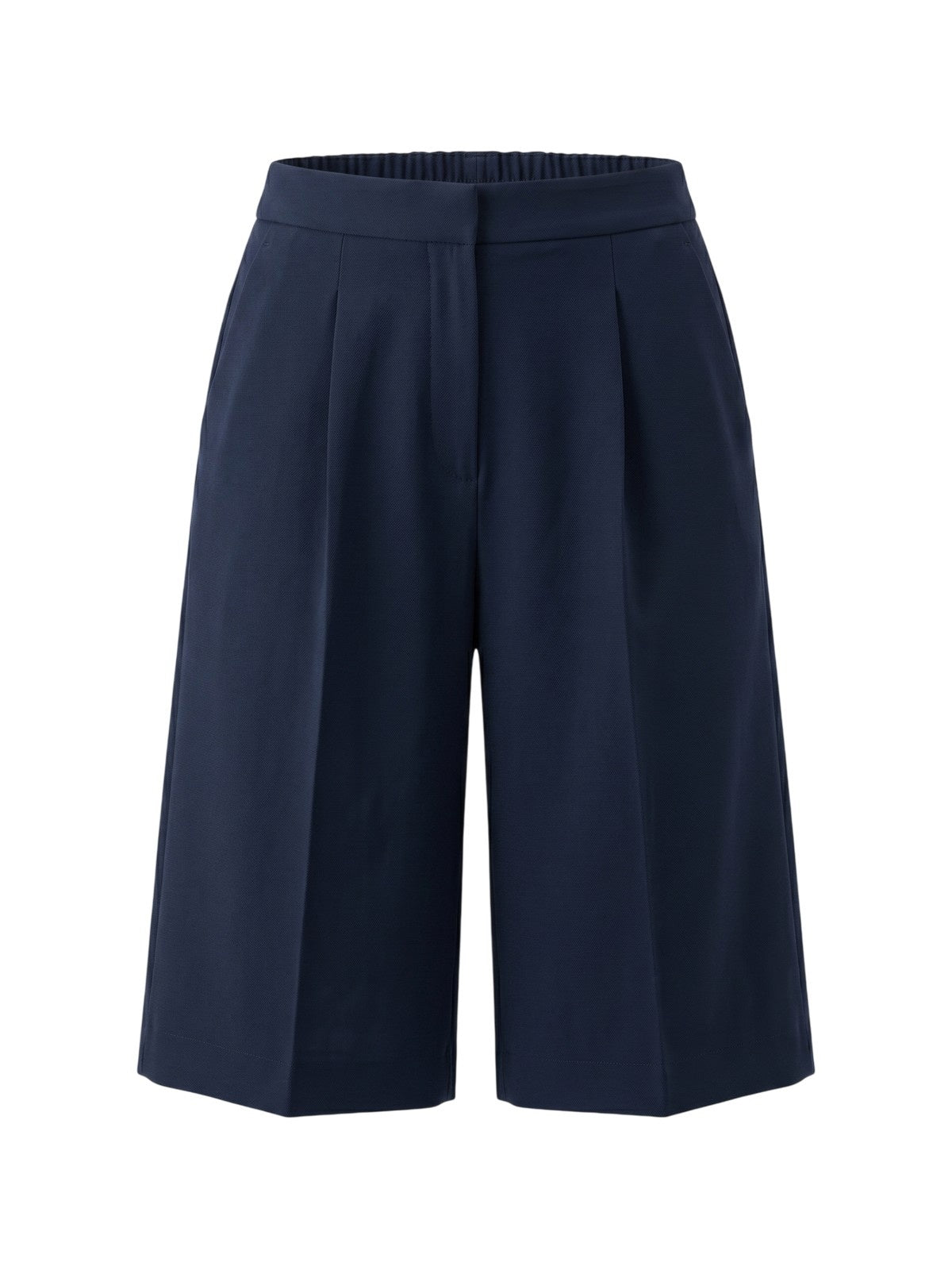 pantaloncini donna maria bellentani - bermuda con zip e piega - blu