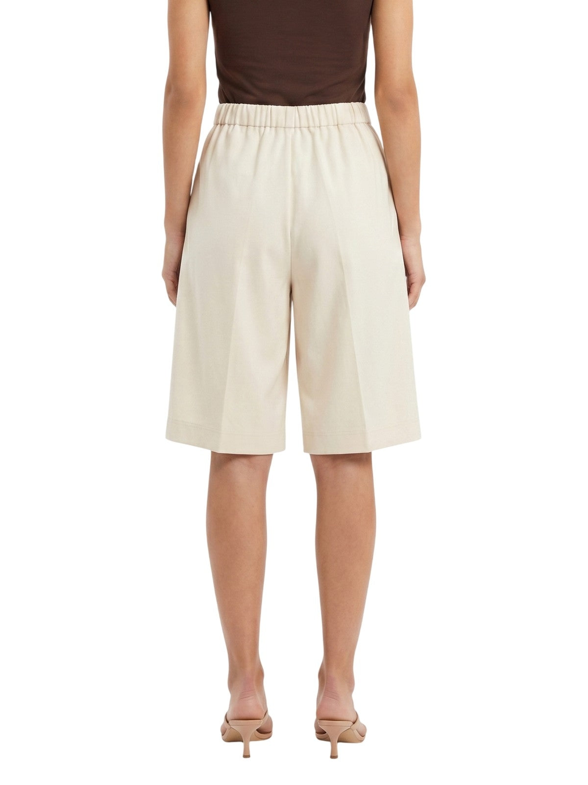 pantaloncini donna maria bellentani - bermuda con zip e piega - beige