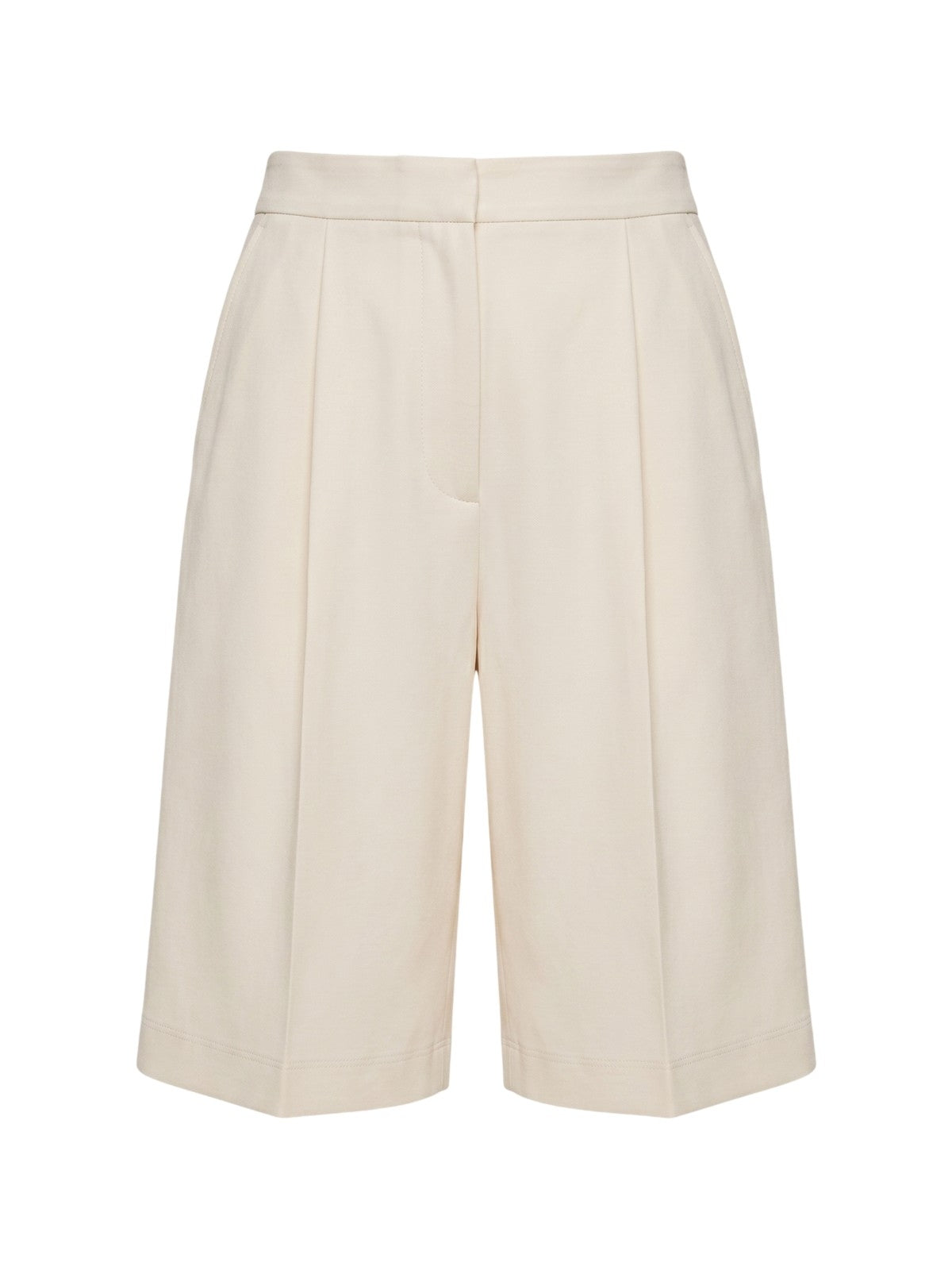 pantaloncini donna maria bellentani - bermuda con zip e piega - beige