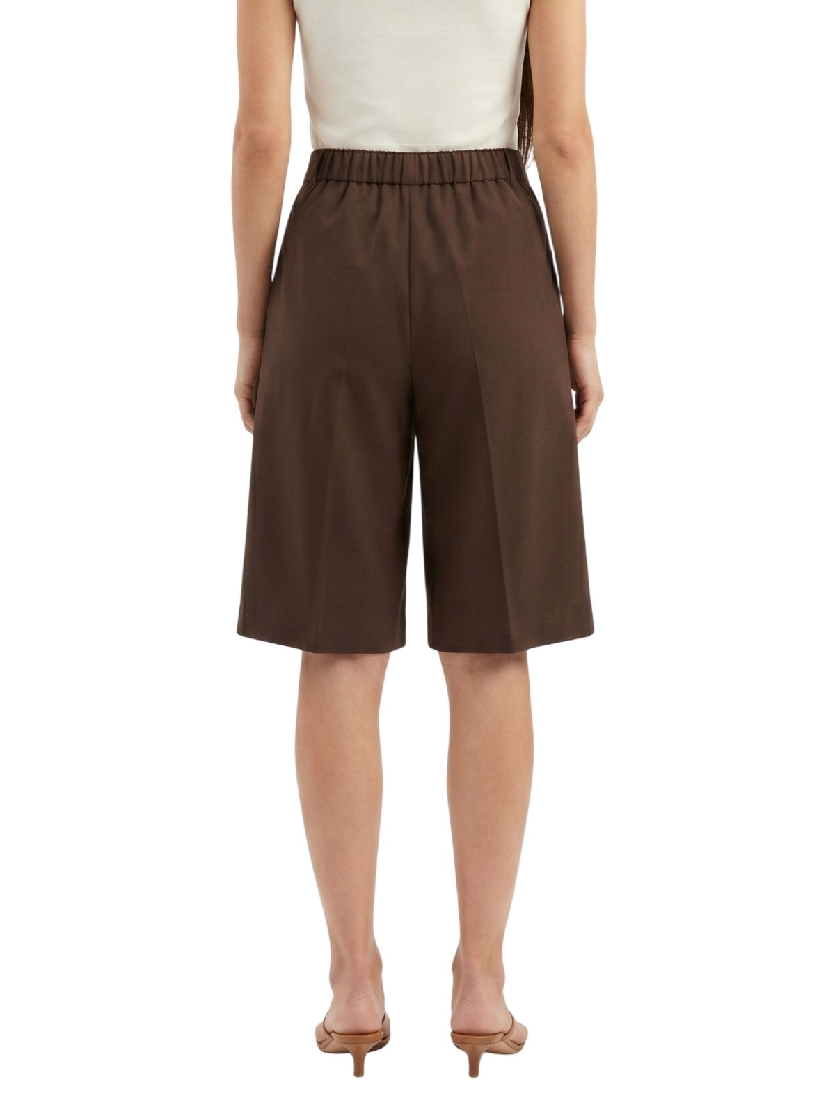pantaloncini donna maria bellentani - bermuda con zip e piega - marrone