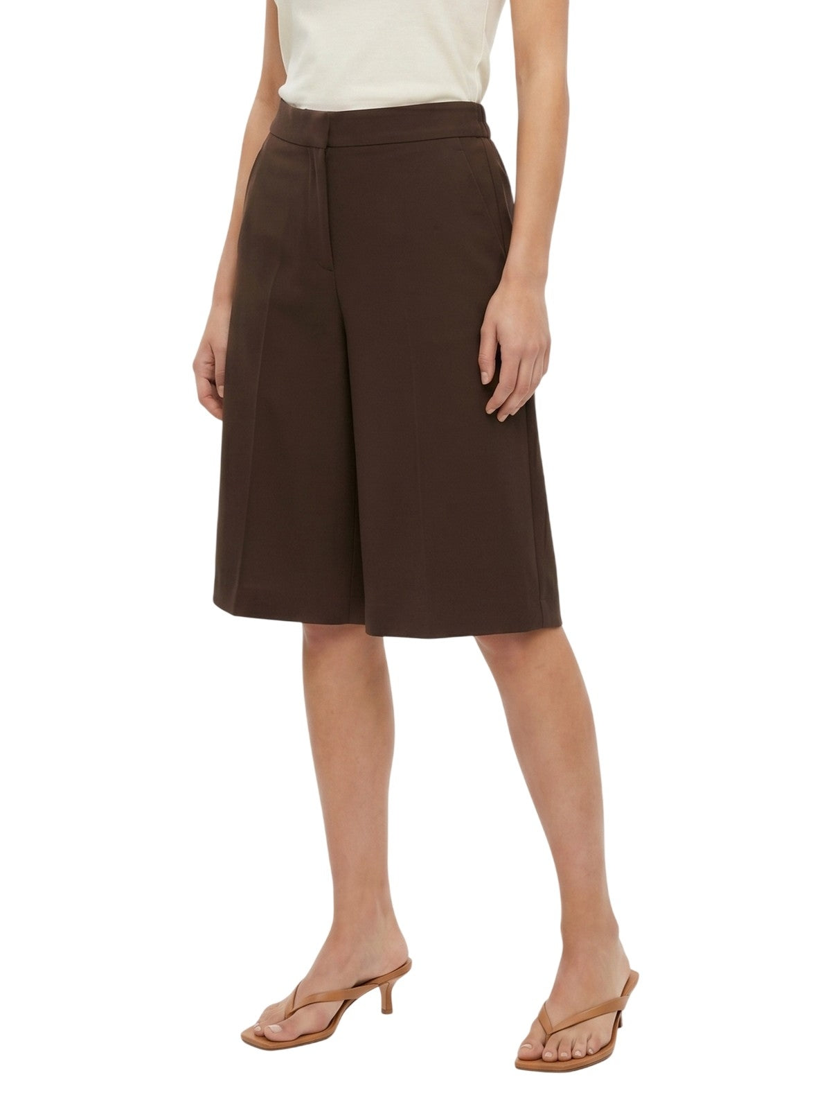pantaloncini donna maria bellentani - bermuda con zip e piega - marrone