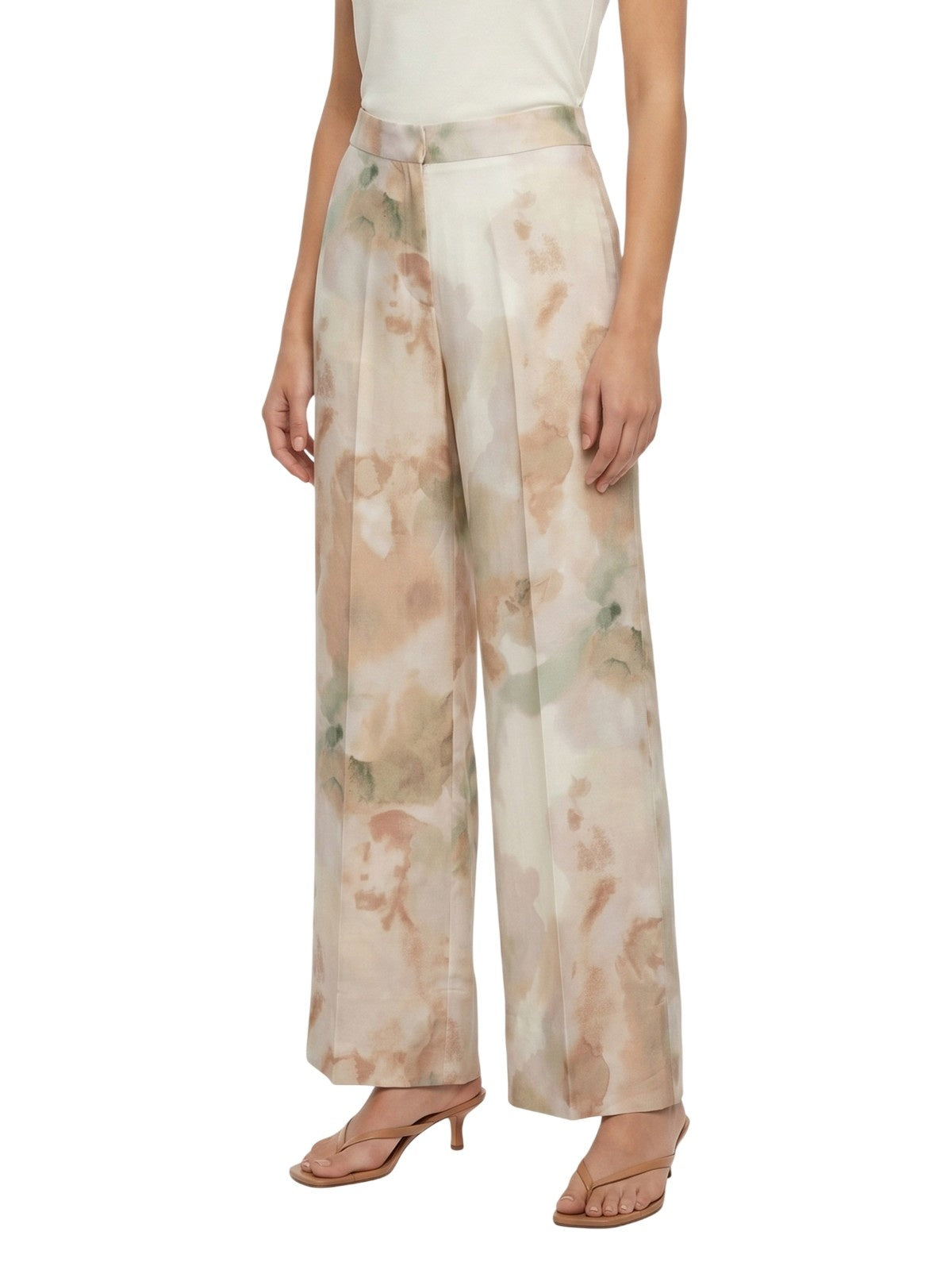 pantaloni donna maria bellentani - pantalone ampio con elastico dietro - beige