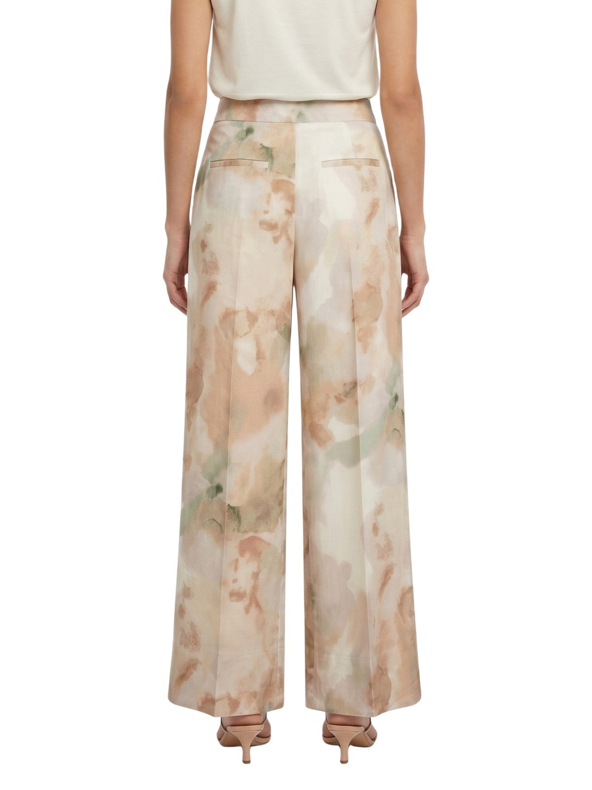 pantaloni donna maria bellentani - pantalone ampio con elastico dietro - beige