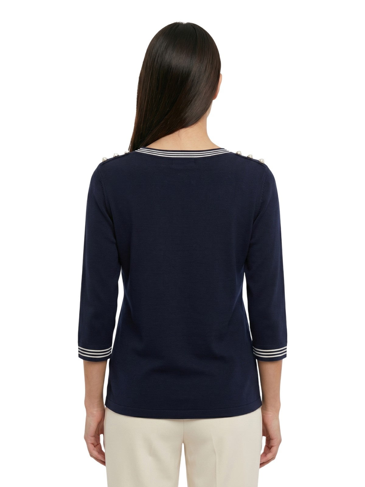 camiseta mujer Maria Bellentani - camiseta m3/4 con perfiles de malla - azul