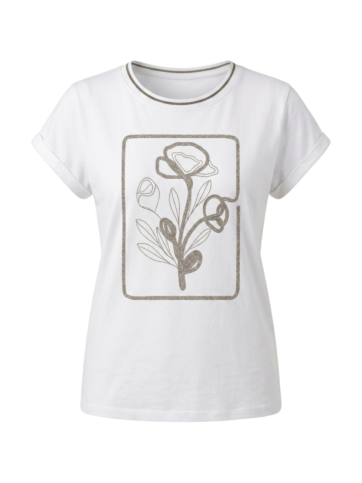 t-shirt donna maria bellentani - t-shirt m/c scollo profondo con ricamo - bianco